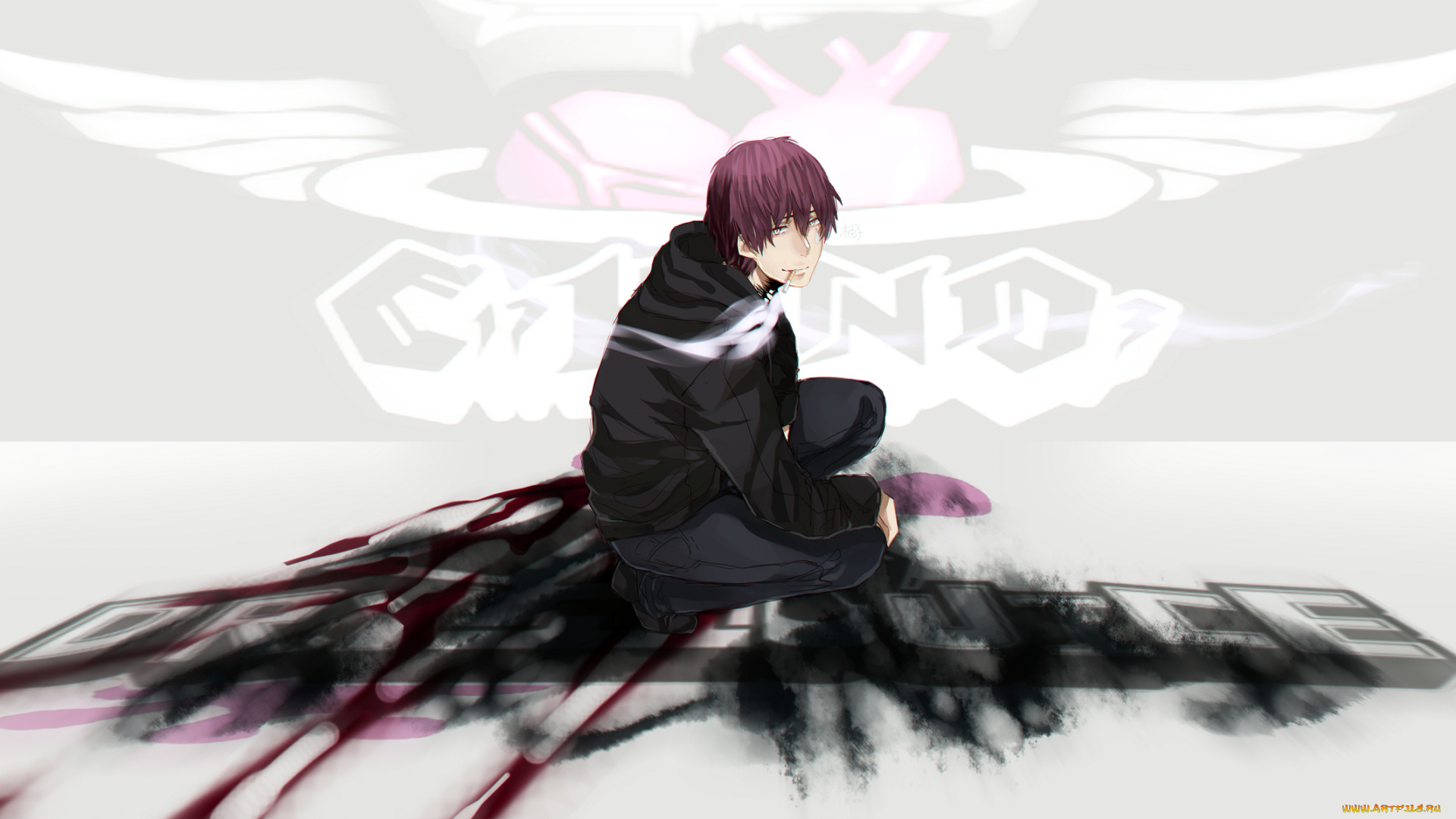 аниме, dramatical, murder, дым, сигарета, парень, mizuki