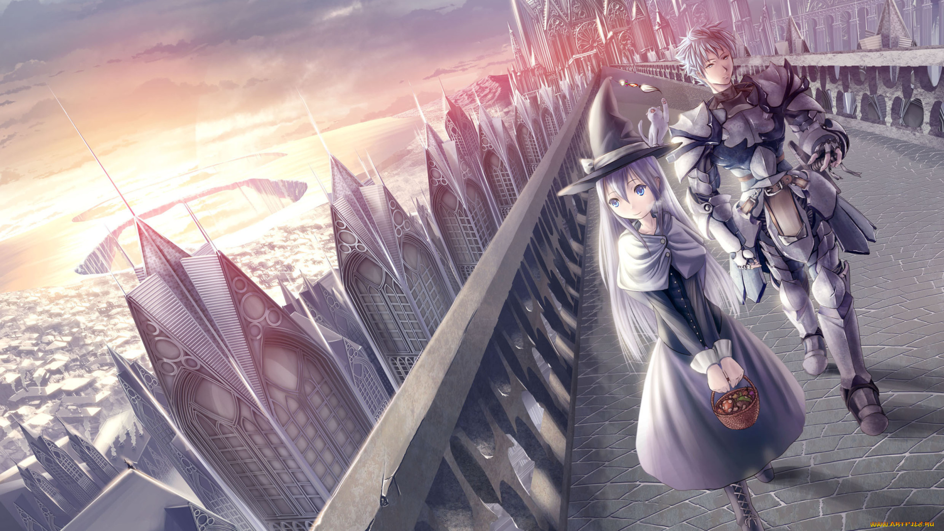 аниме, pixiv, fantasia, каваи, неко, девочка, милашка, парень, ушки, пиксив