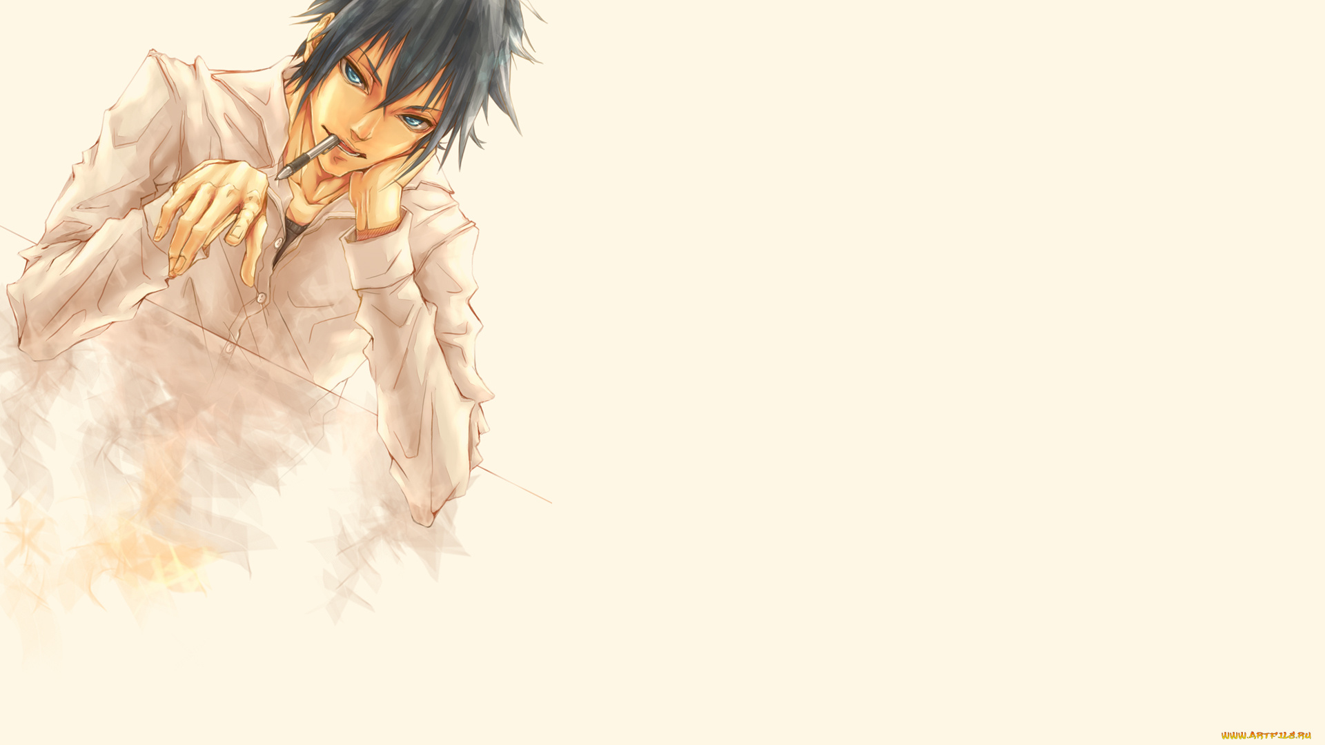 аниме, psycho-pass, светлый, фон, ручка, парень, kougami, shinya