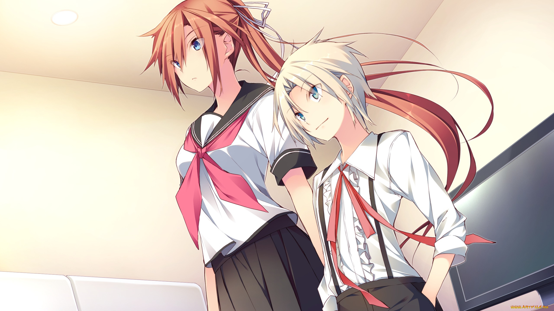 аниме, *unknown, , другое, девушка, парень, школьная, форма