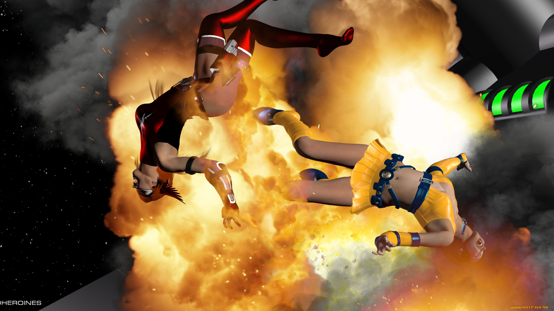 crimson, valkyrie, 3д, графика, fantasy, , фантазия, драка, девушки