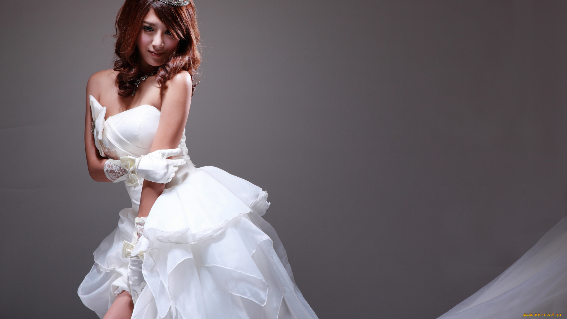 девушки, -unsort, , азиатки, диадема, платье, невеста