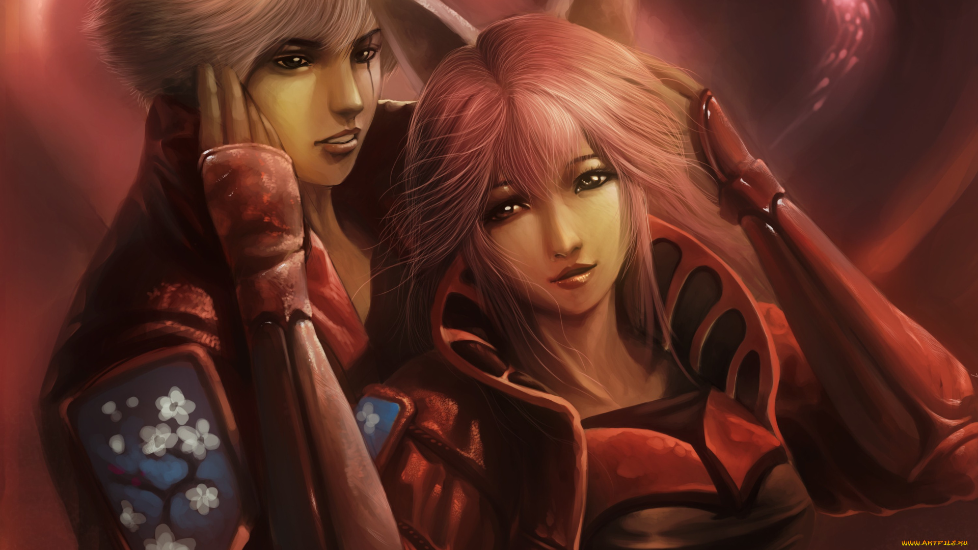 видео, игры, ~~~другое~~~, арт, ninja, saga, девушка, парень, объятия