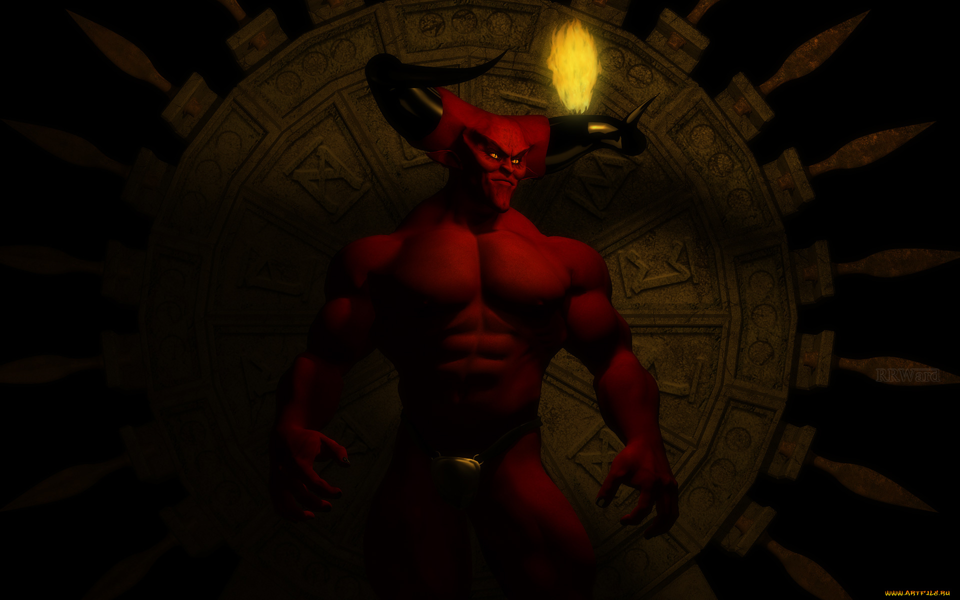 3д, графика, creatures, , существа, монстр, огонь