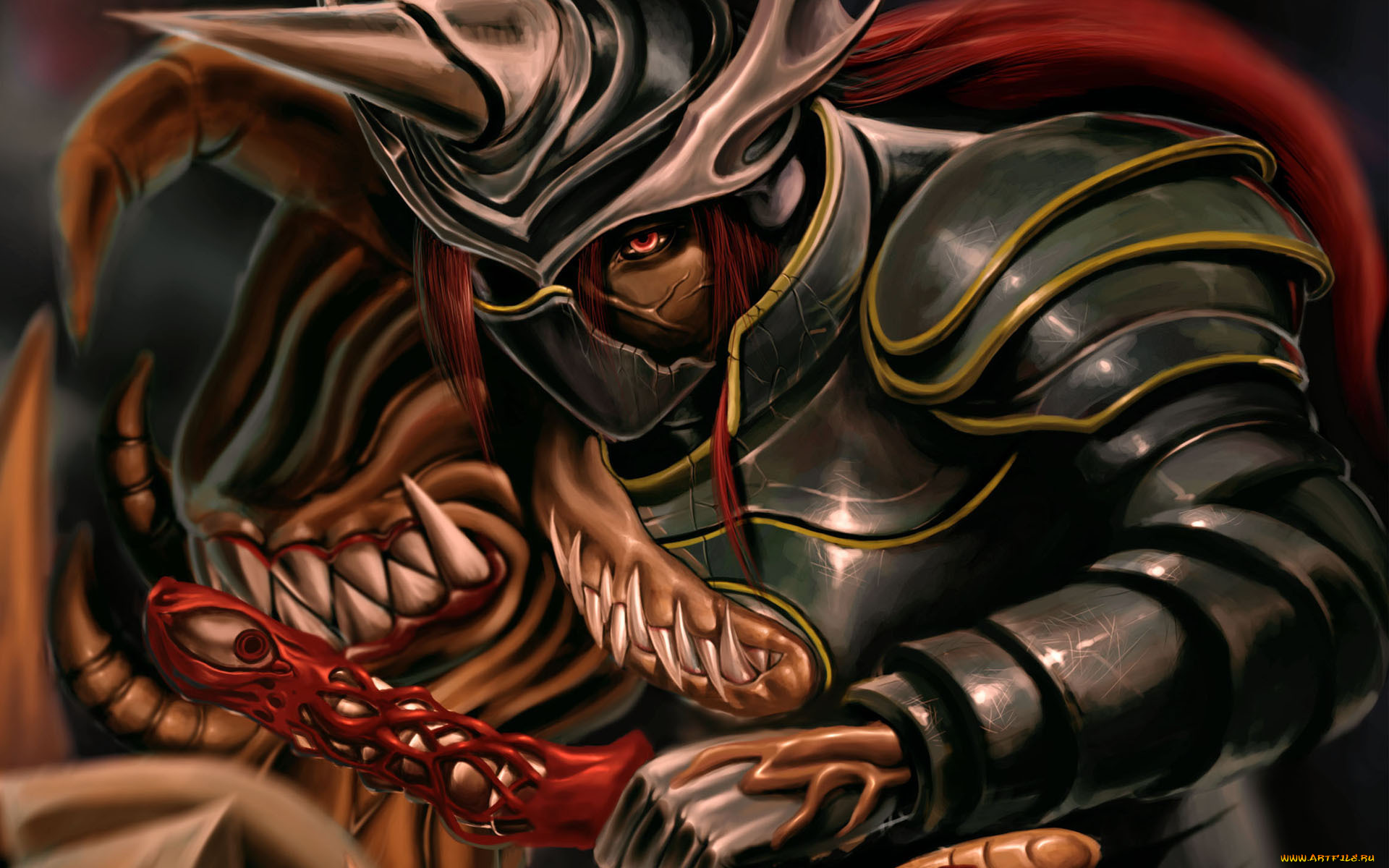 видео, игры, ~~~другое~~~, парень, броня, монстр, клыки, глаз, nightmare, арт, soul, calibur, 2, рог