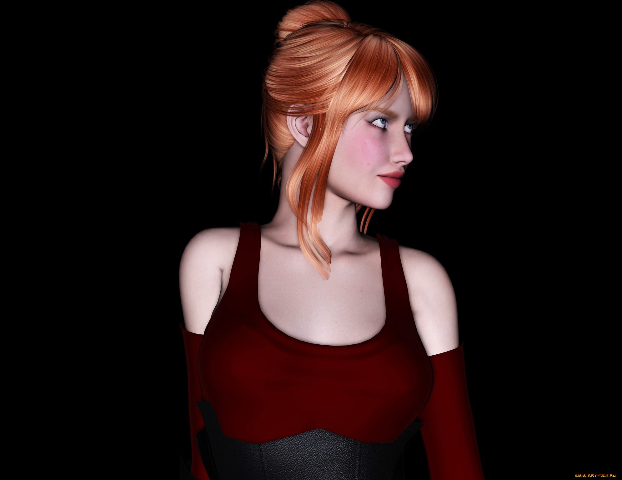 3д, графика, people, , люди, рыжая, взгляд, девушка