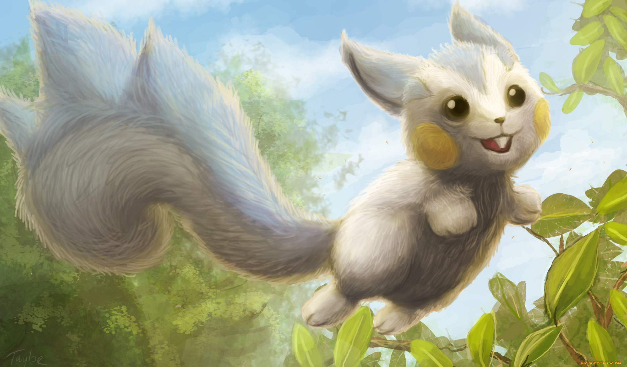 аниме, pokemon, покемон, арт, зверёк, летит, пушистый