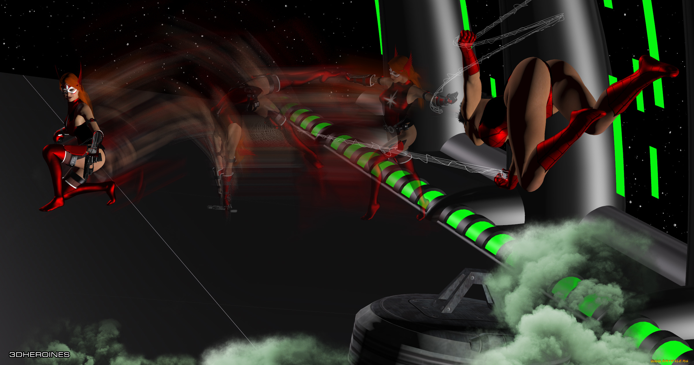 crimson, valkyrie, 3д, графика, fantasy, , фантазия, драка, девушки