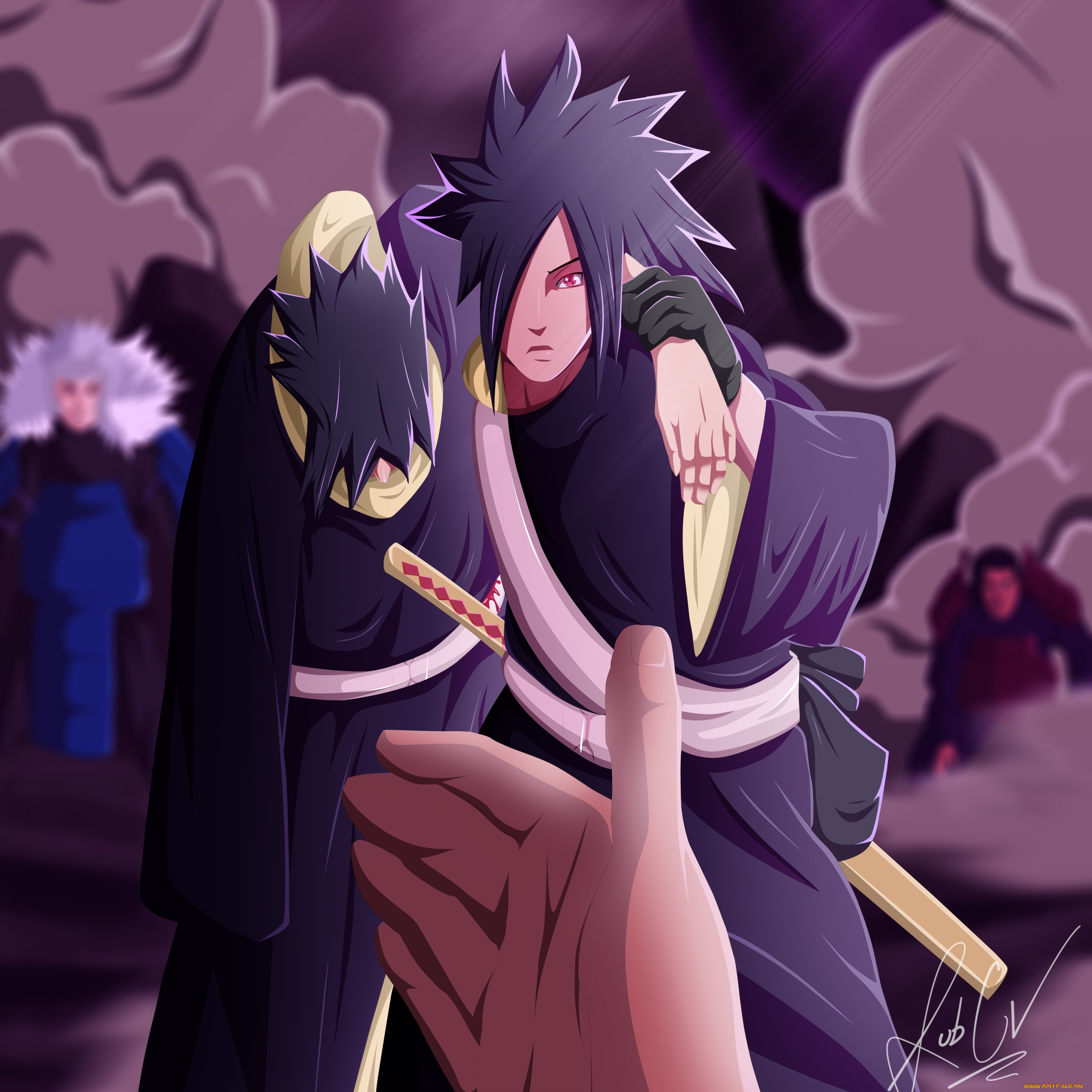 аниме, naruto, парни, учиха, рука, удивление, поддержка