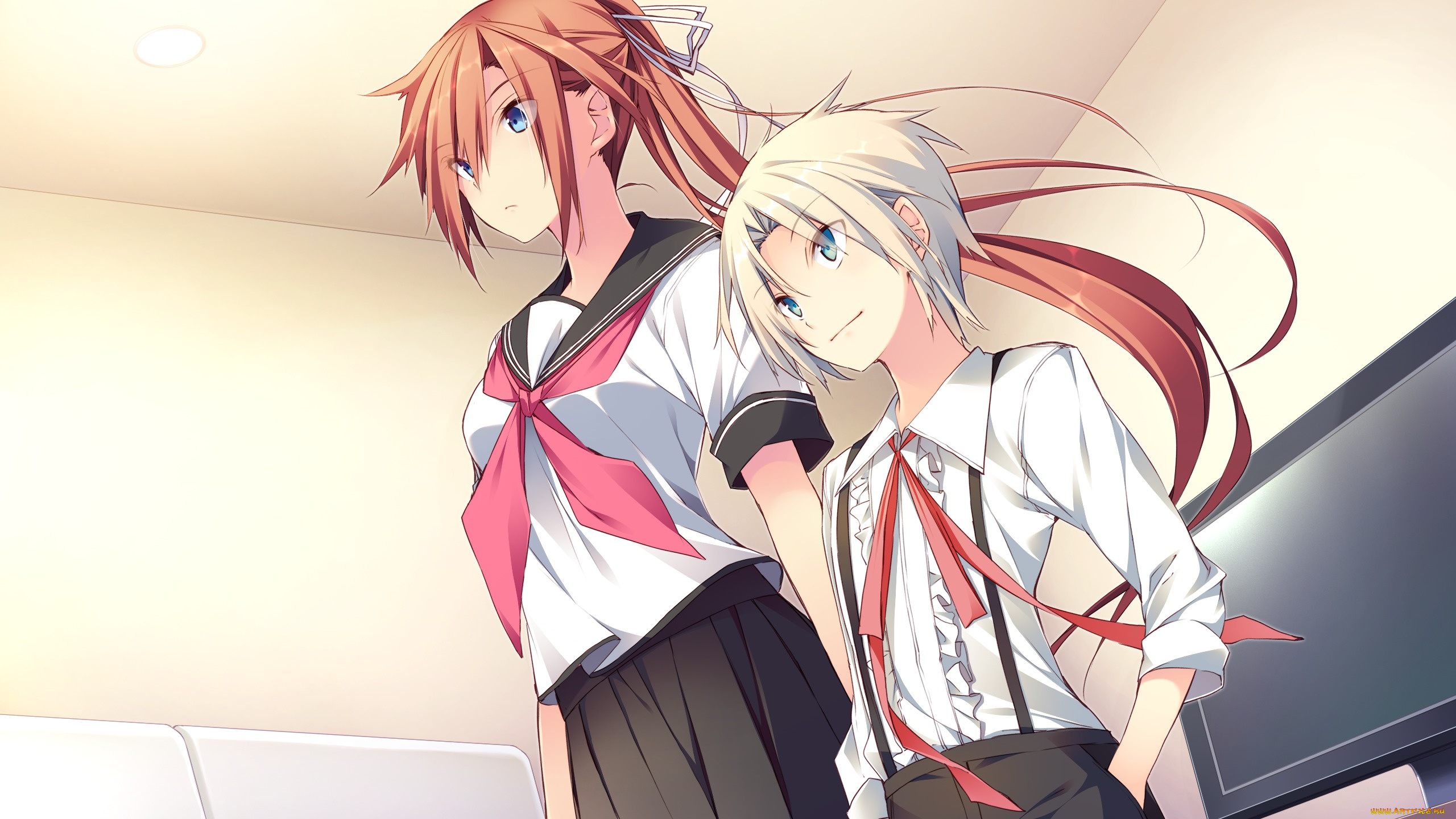 аниме, *unknown, , другое, девушка, парень, школьная, форма