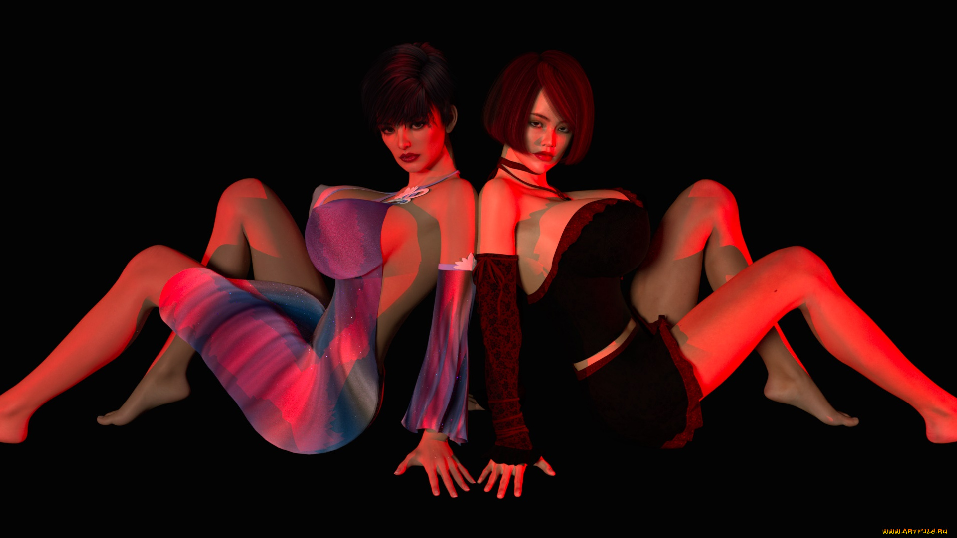 3д, графика, люди, , people, девушки, взгляд, фон