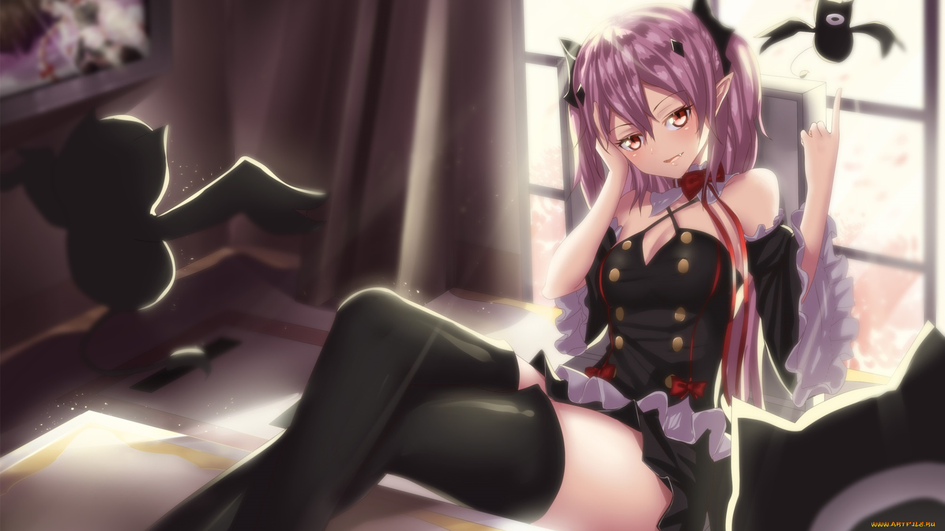 аниме, ангелы, , демоны, демон, девушка, арт, летучие, мыши, owari, no, seraph, hk-zxd0554, krul, tepes