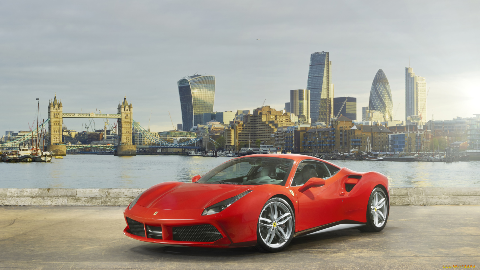 автомобили, ferrari, красный, 488, gtb, 2015г