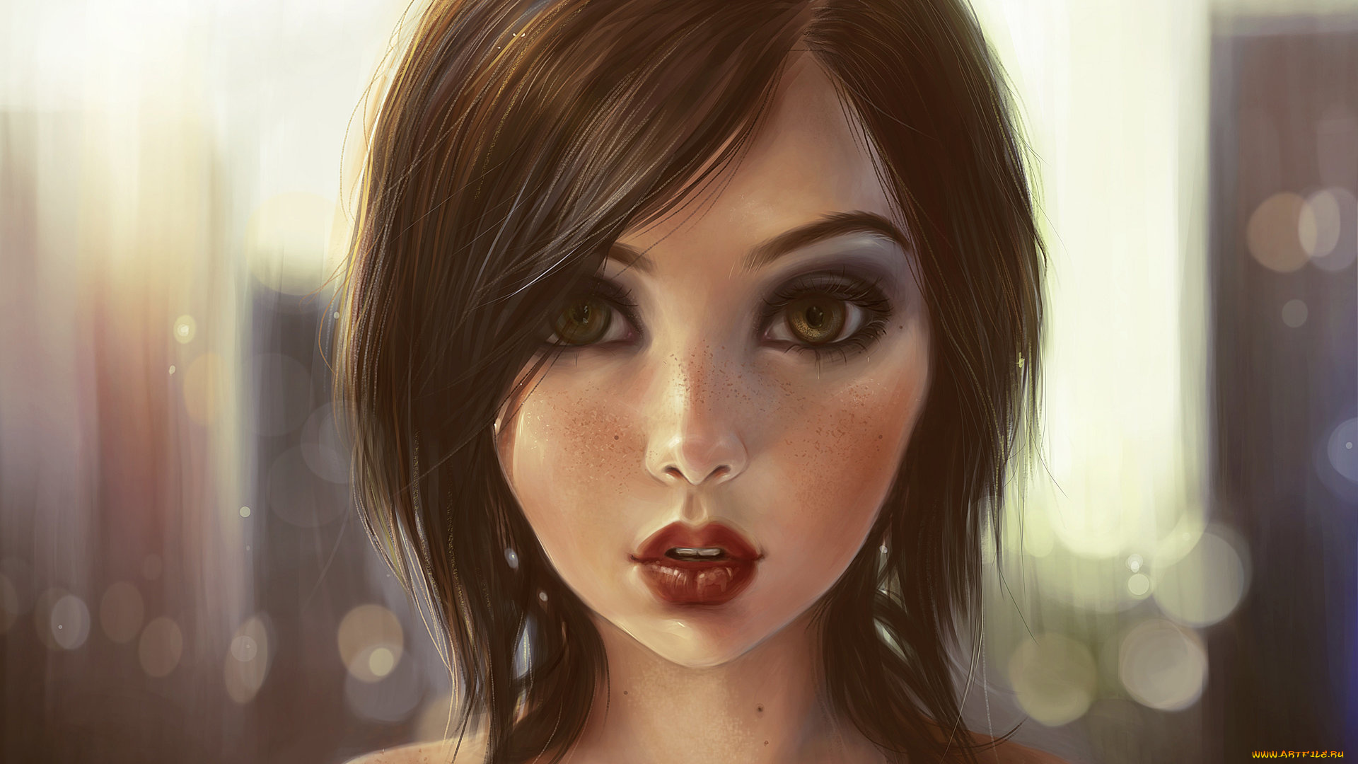 рисованное, люди, девушка, портрет, арт, elena, sai, губы, ресницы, взгляд, глаза