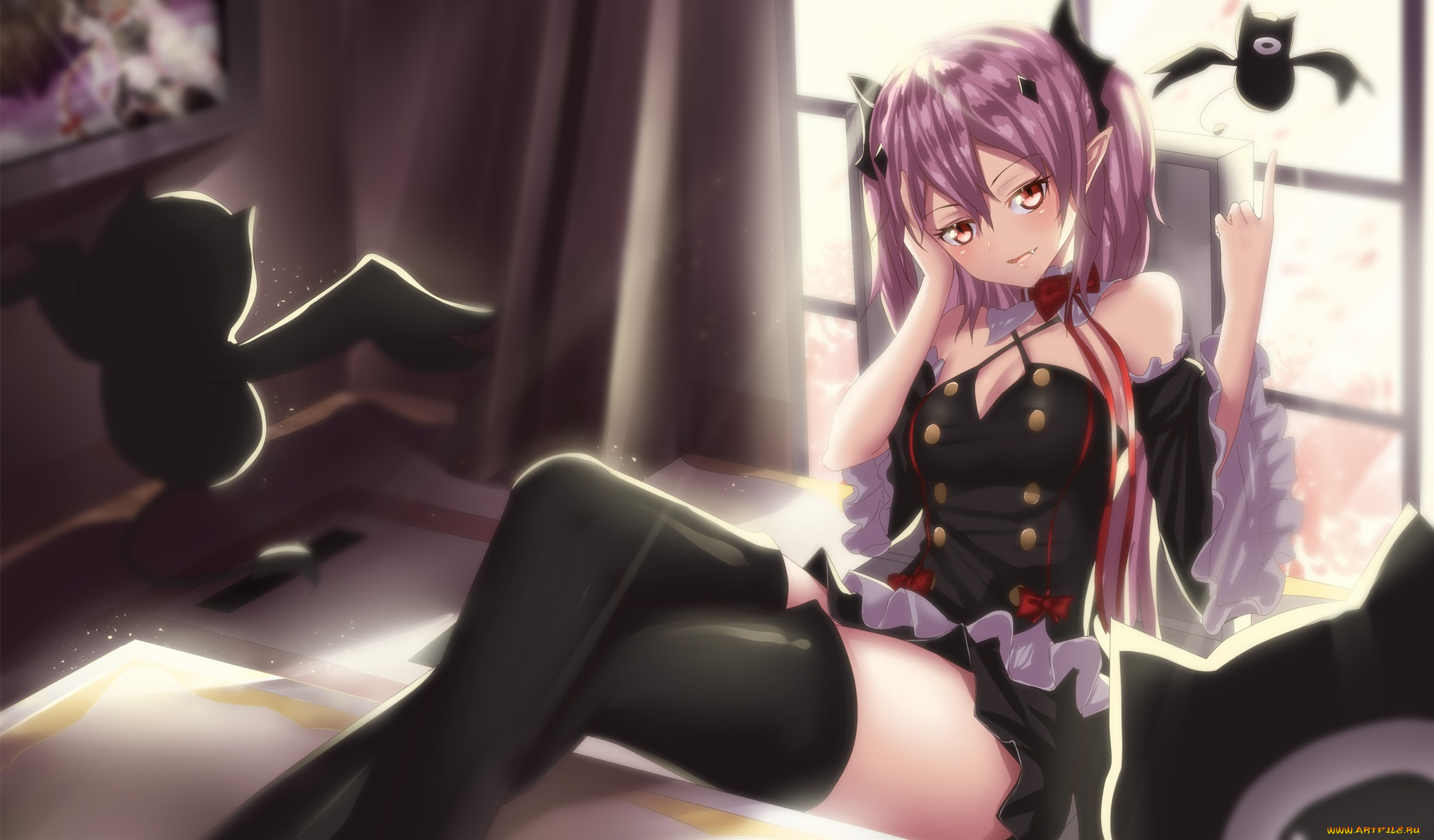 аниме, ангелы, , демоны, демон, девушка, арт, летучие, мыши, owari, no, seraph, hk-zxd0554, krul, tepes