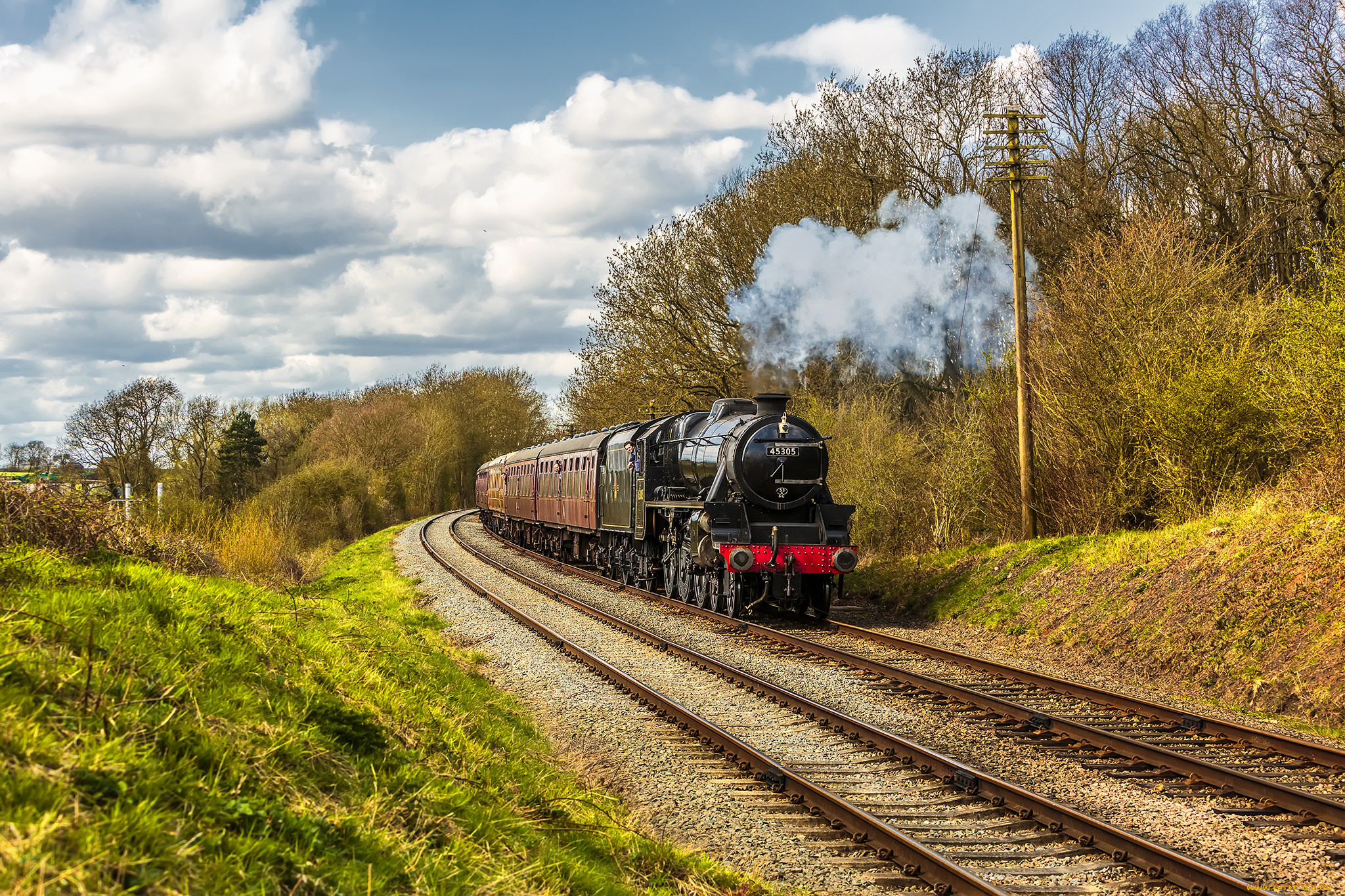техника, паровозы, дорога, железная, паровоз, рельсы
