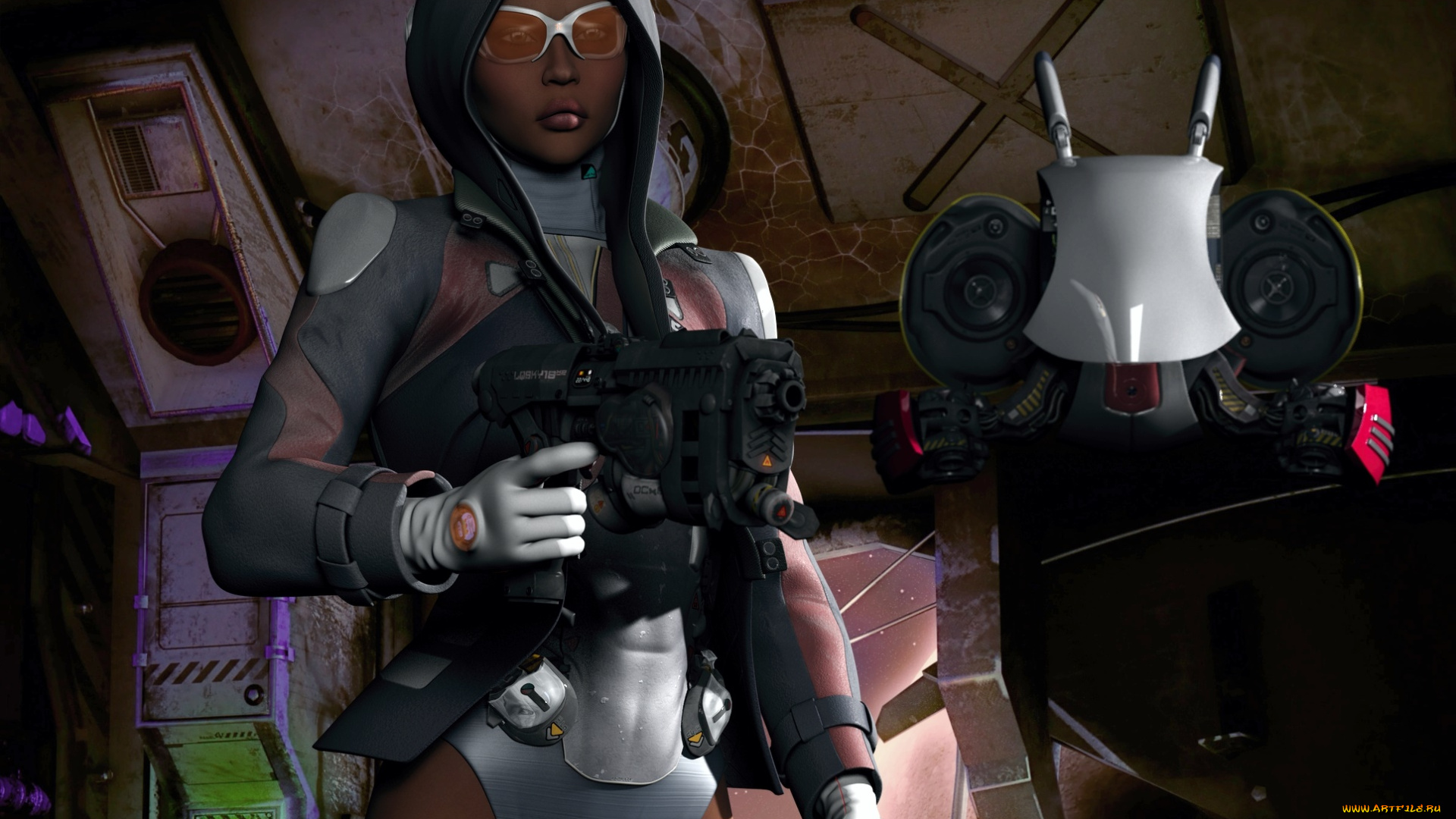 3д, графика, фантазия, , fantasy, оружие, фон, девушка, взгляд