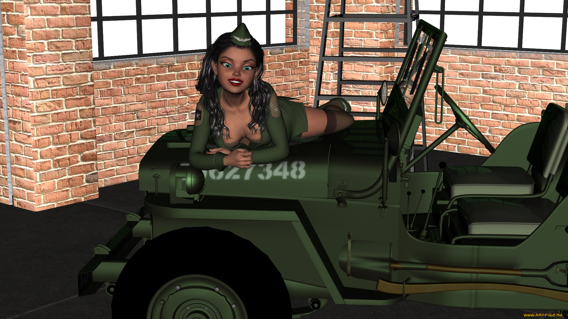 3д, графика, люди, , people, автомобиль, фон, взгляд, девушка