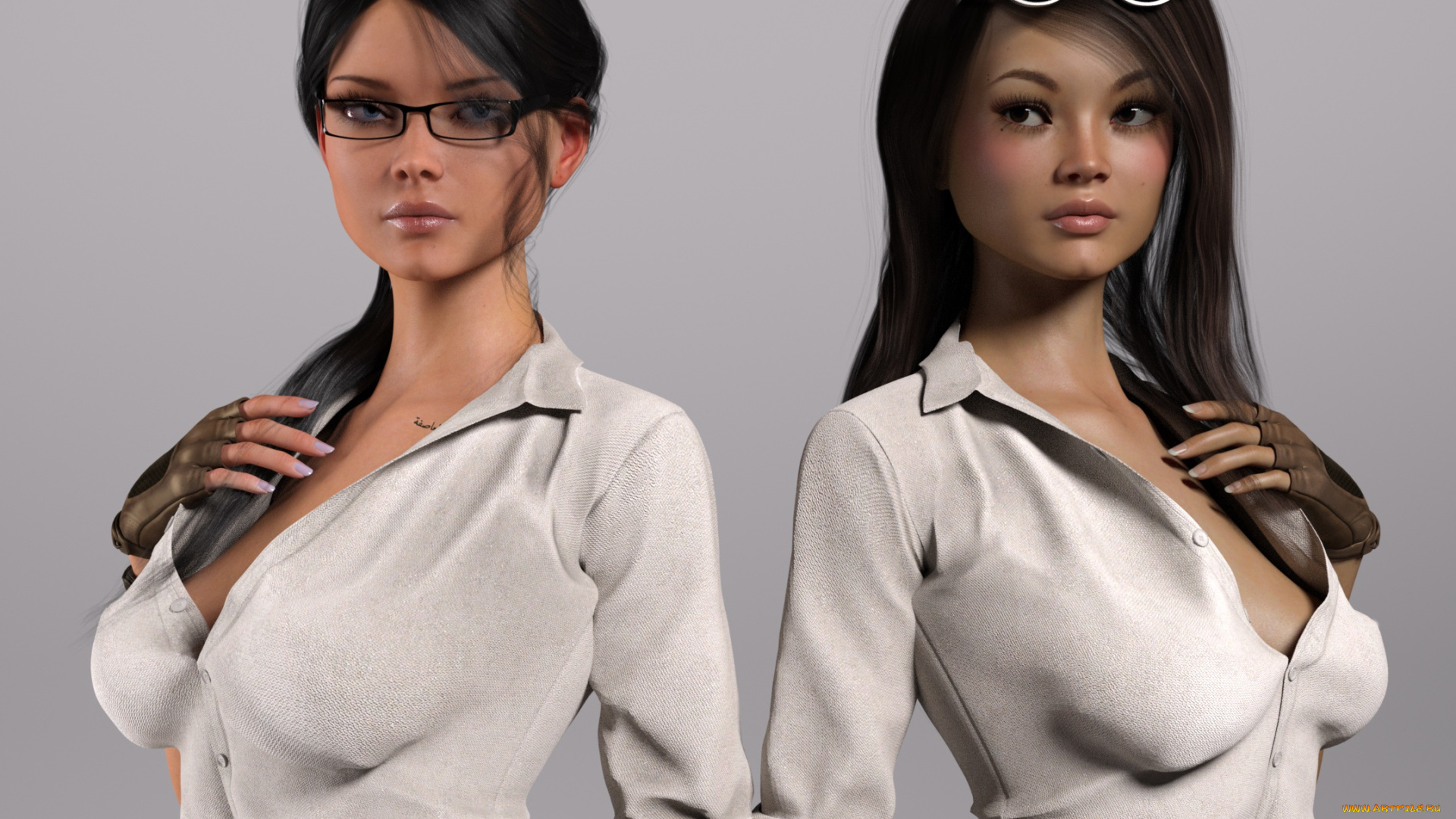 3д, графика, люди, , people, фон, взгляд, девушки