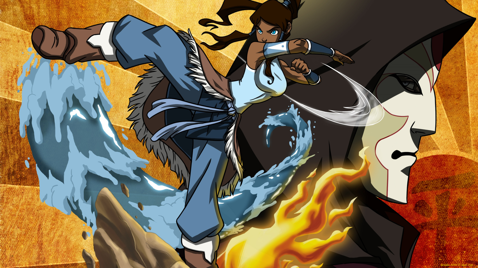 avatar, мультфильмы, девушка, поза, фон, взгляд