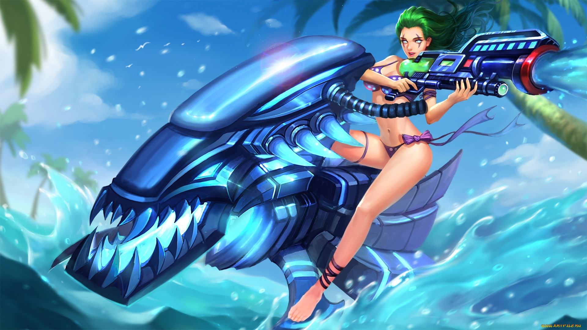 видео, игры, heroes, of, newerth, archer, songkran, forsaken, hon, пушка, вода, море, девушка, bike, heroes, of, newerth