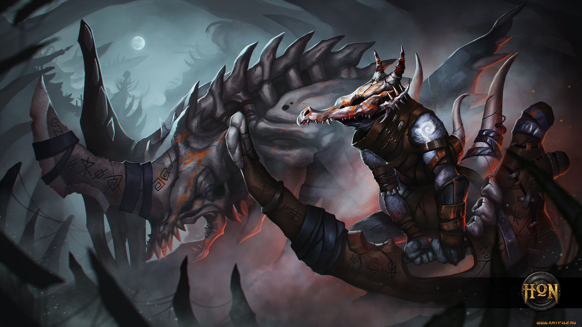 видео, игры, heroes, of, newerth, art, moba, skrap, bone, collector, кости, heroes, of, newerth, тьма, магия