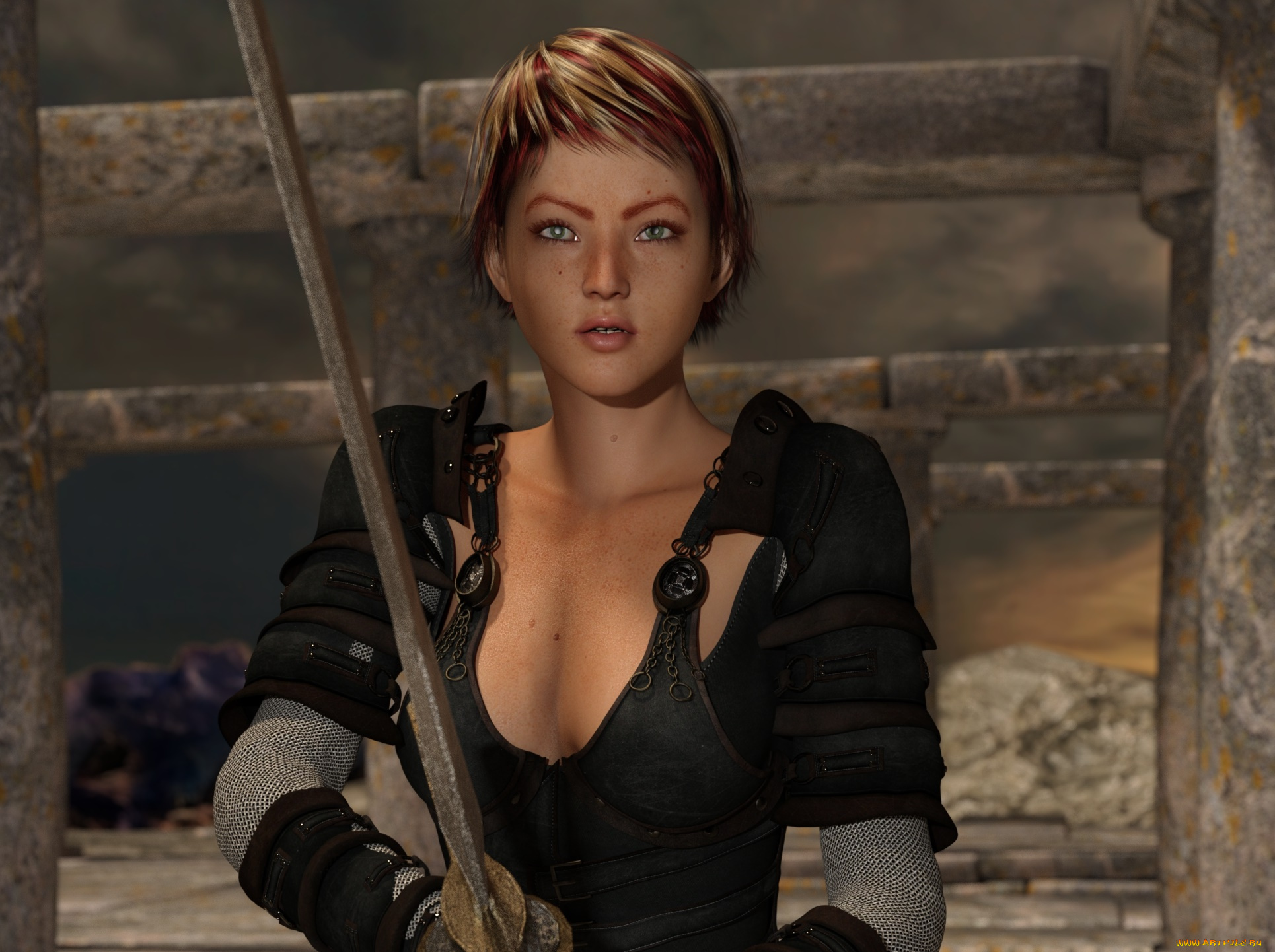 3д, графика, люди, , people, девушка, взгляд, фон