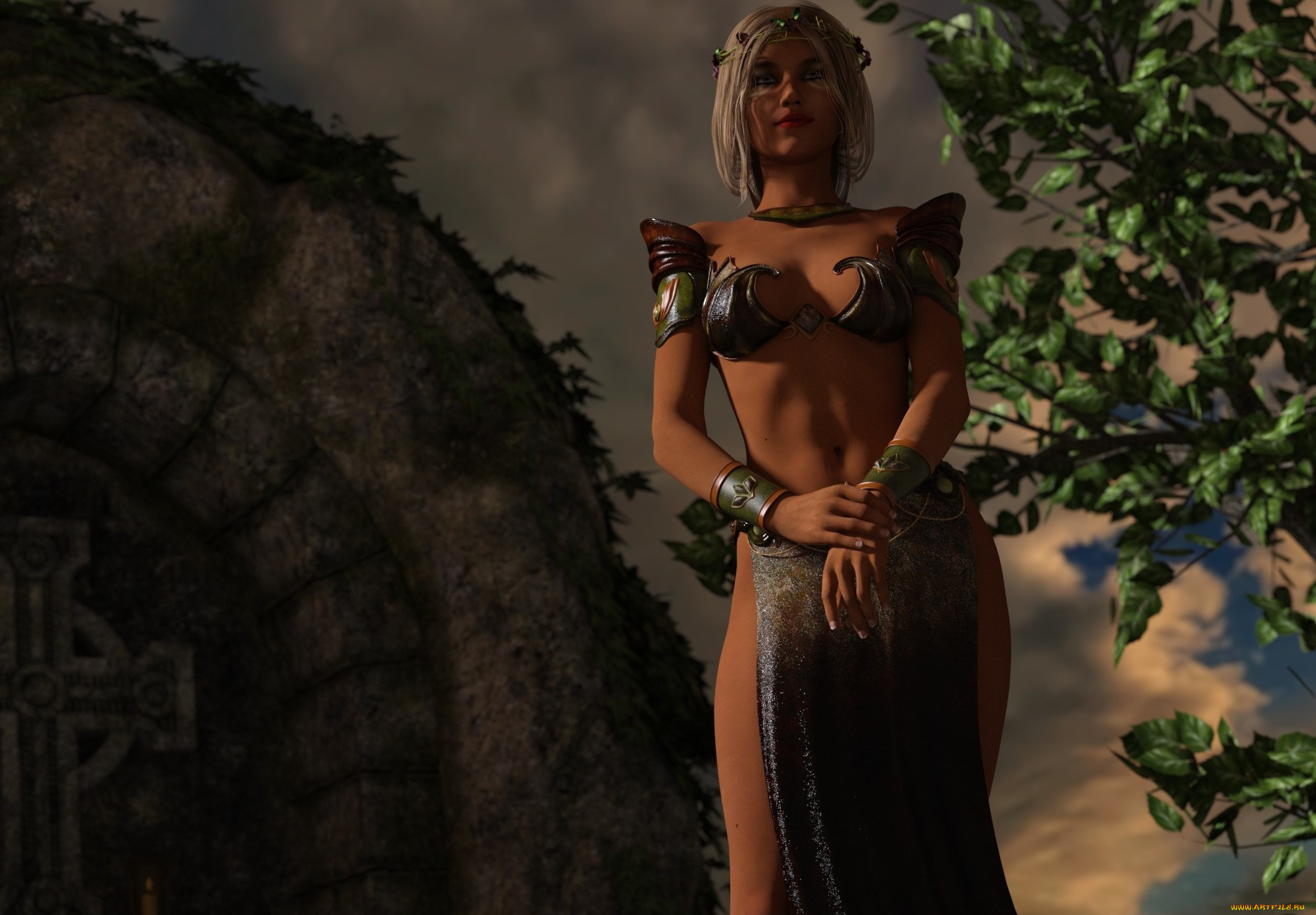 3д, графика, фантазия, , fantasy, девушка, взгляд, фон