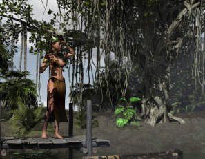 обоя 3д графика, эльфы , elves, фон, взгляд, эльфийка