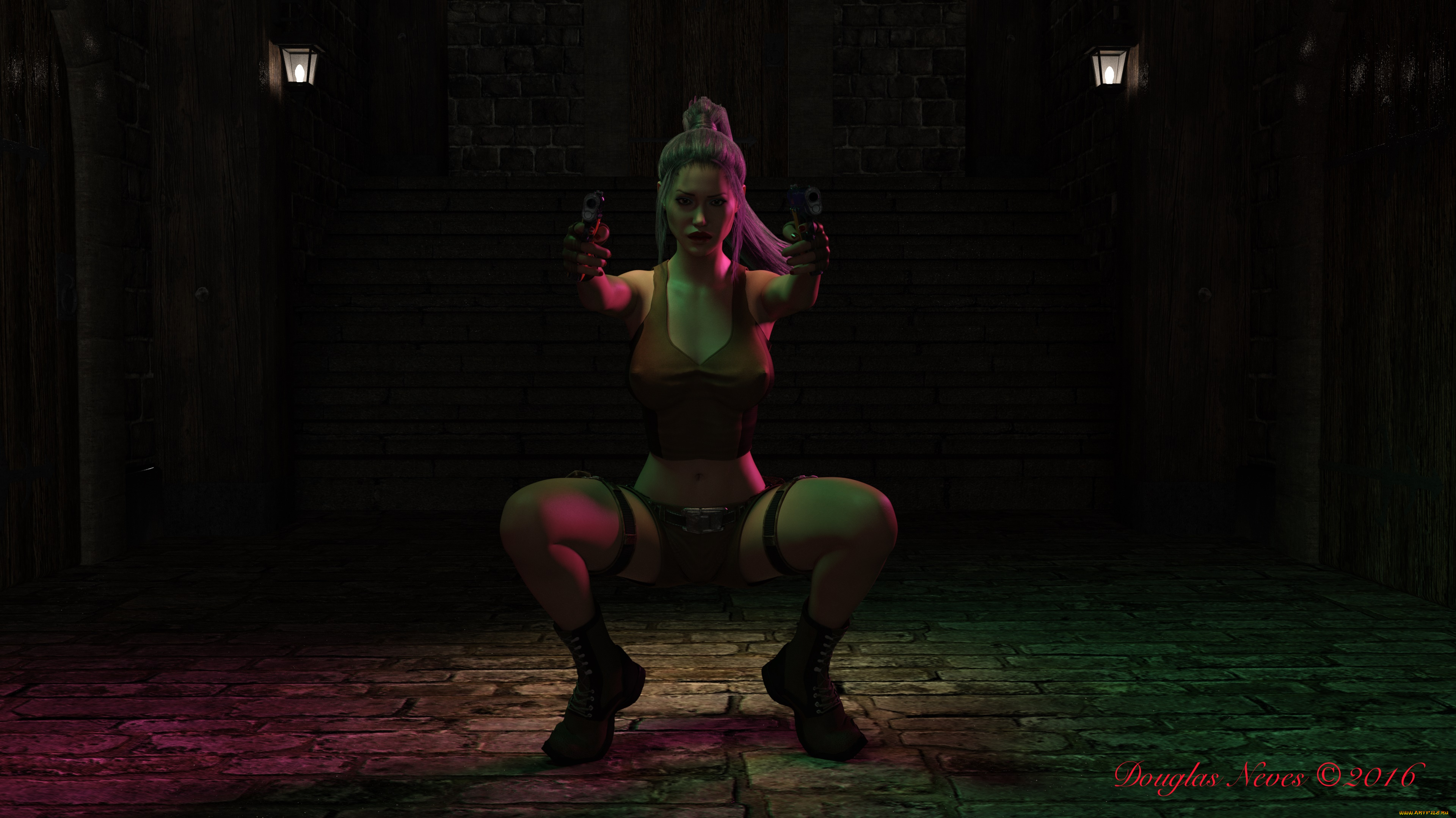 3д, графика, фантазия, , fantasy, девушка, взгляд, фон, оружие