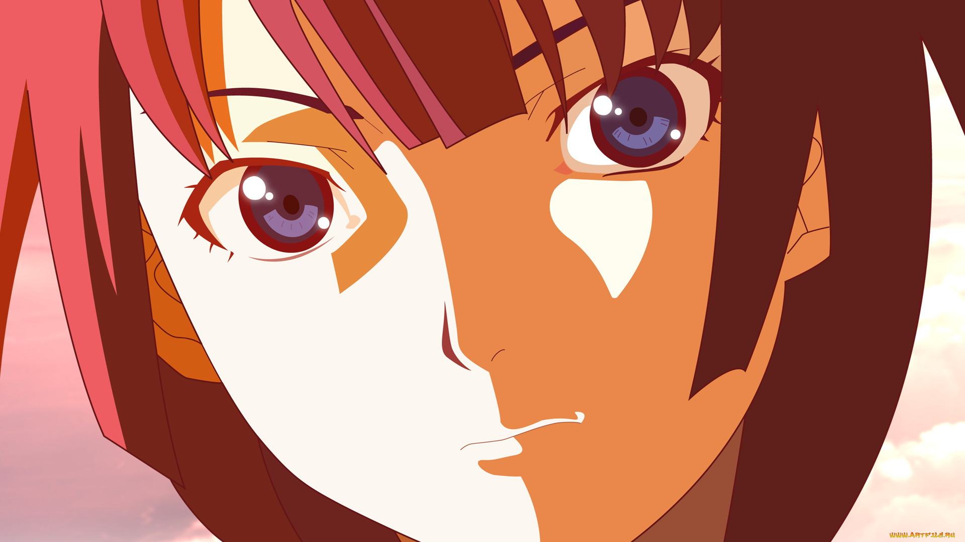 аниме, bakemonogatari, девушка, взгляд, фон