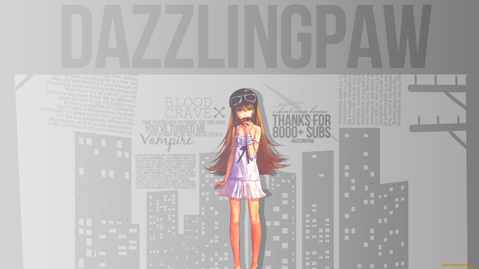 аниме, bakemonogatari, девушка, взгляд, фон