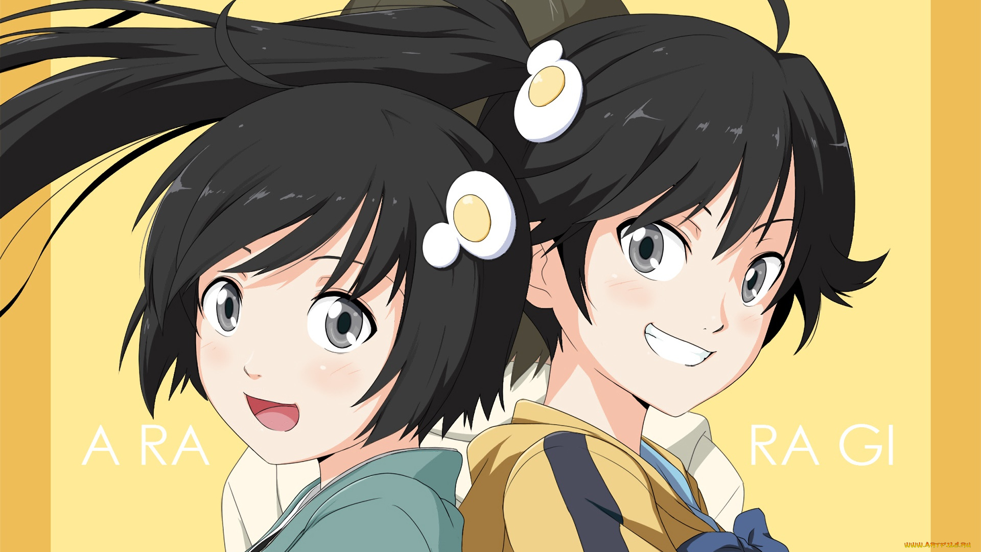 аниме, bakemonogatari, девушка, взгляд, фон