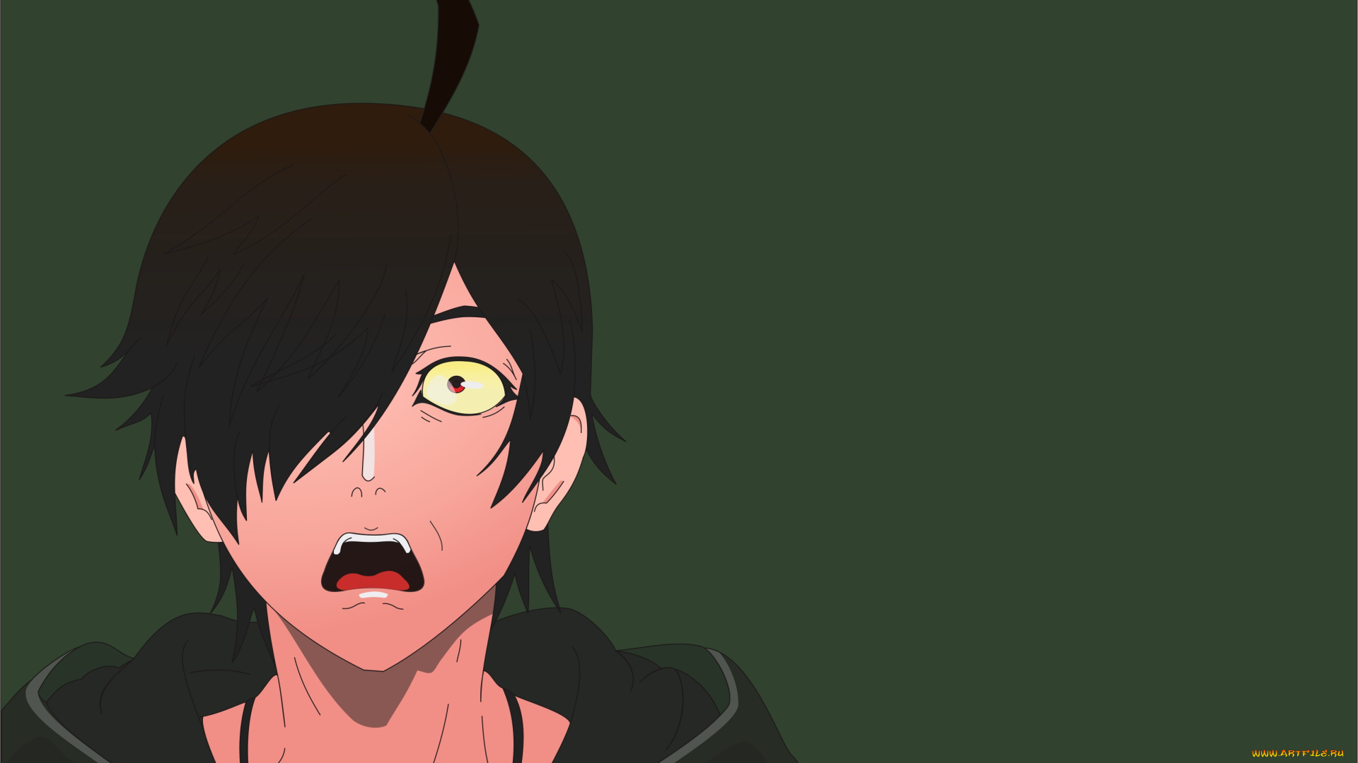 аниме, bakemonogatari, парень, фон, взгляд