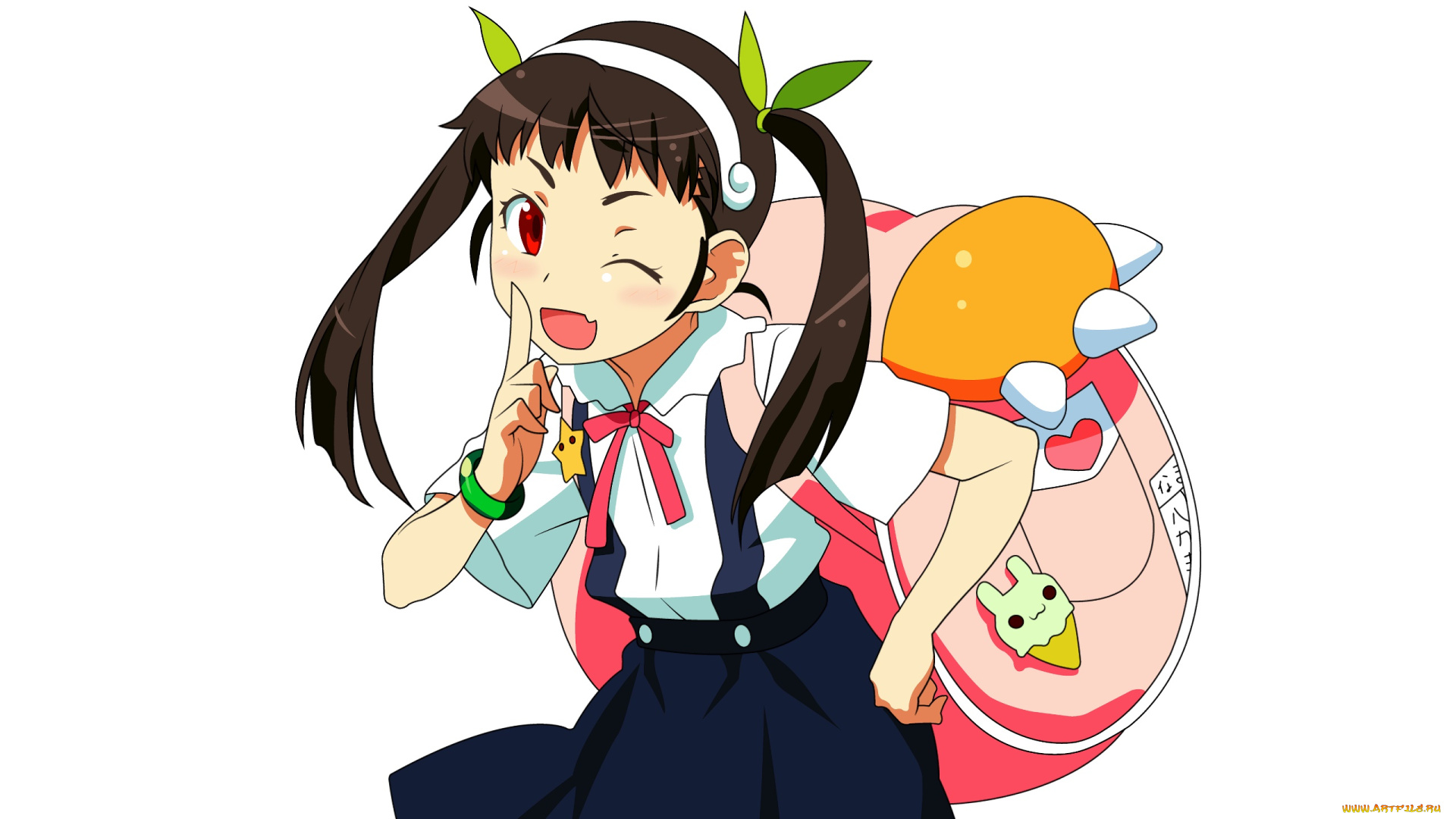 аниме, bakemonogatari, взгляд, девушка, фон