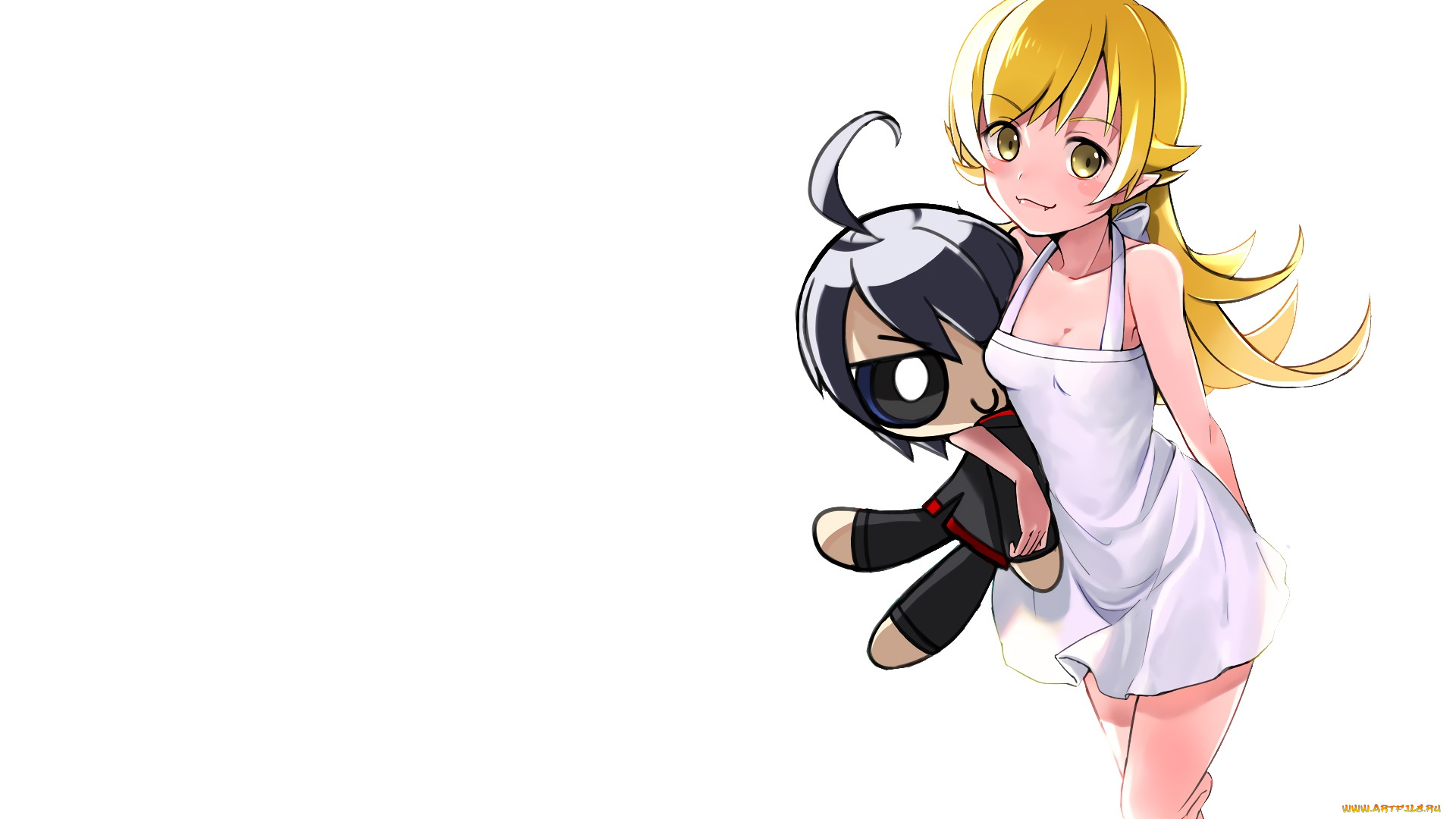 аниме, bakemonogatari, взгляд, девушка, фон