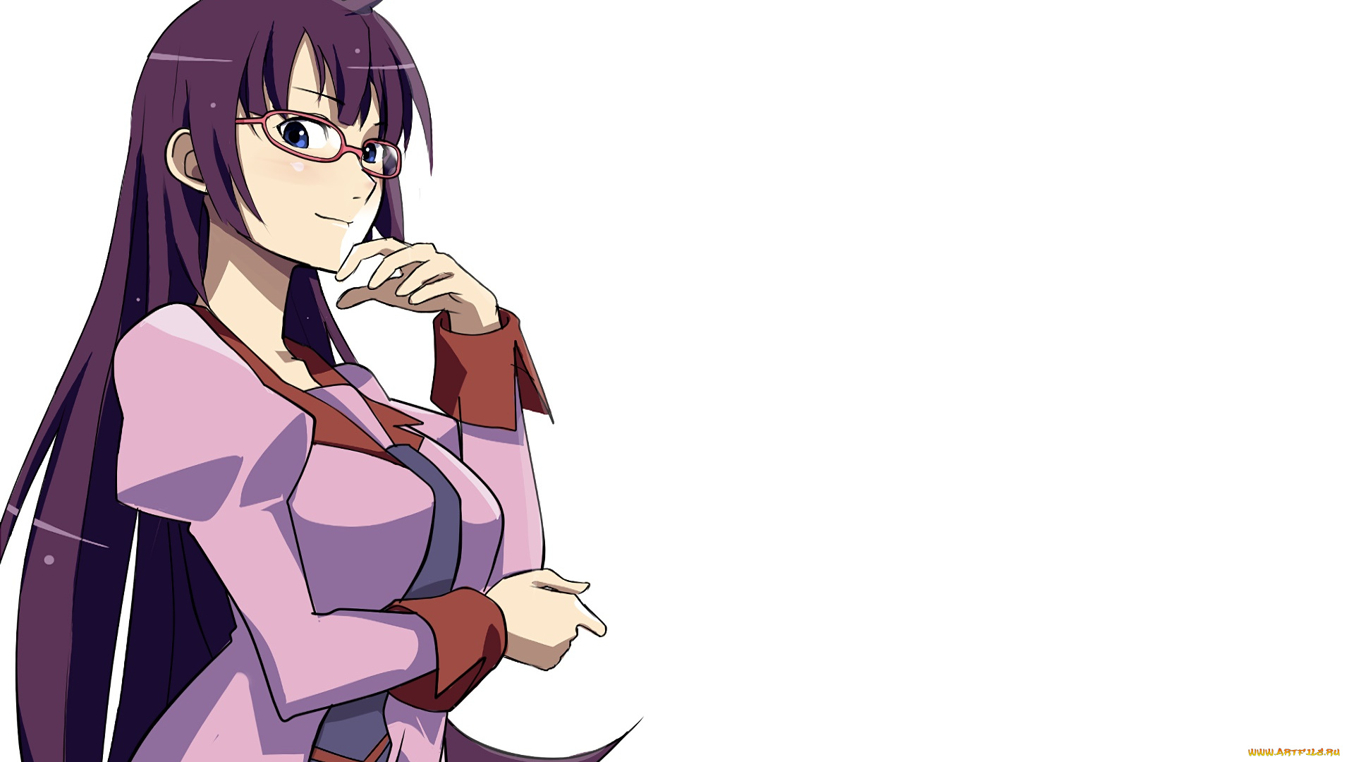 аниме, bakemonogatari, взгляд, девушка, фон