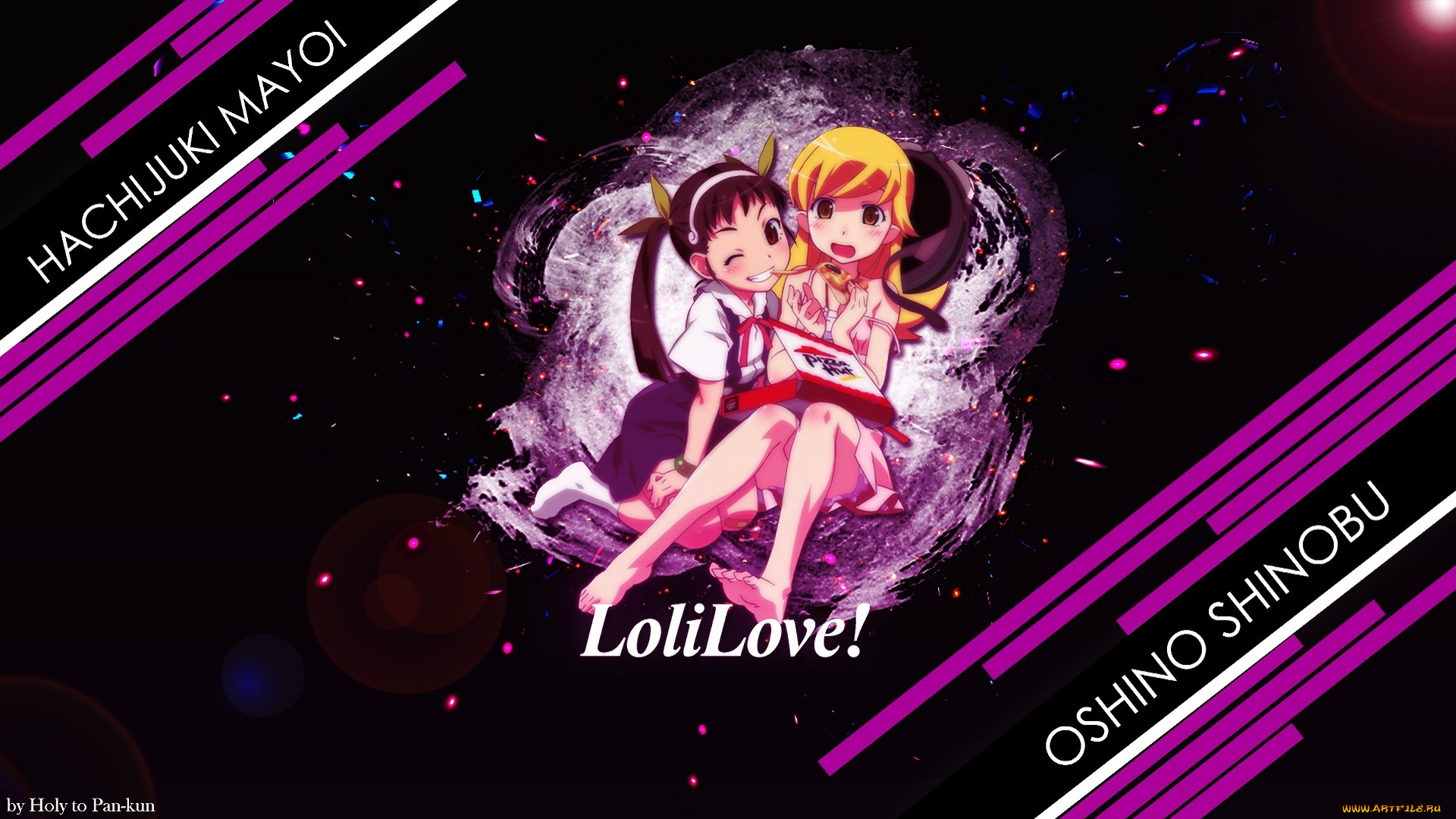 аниме, bakemonogatari, взгляд, фон, девушка