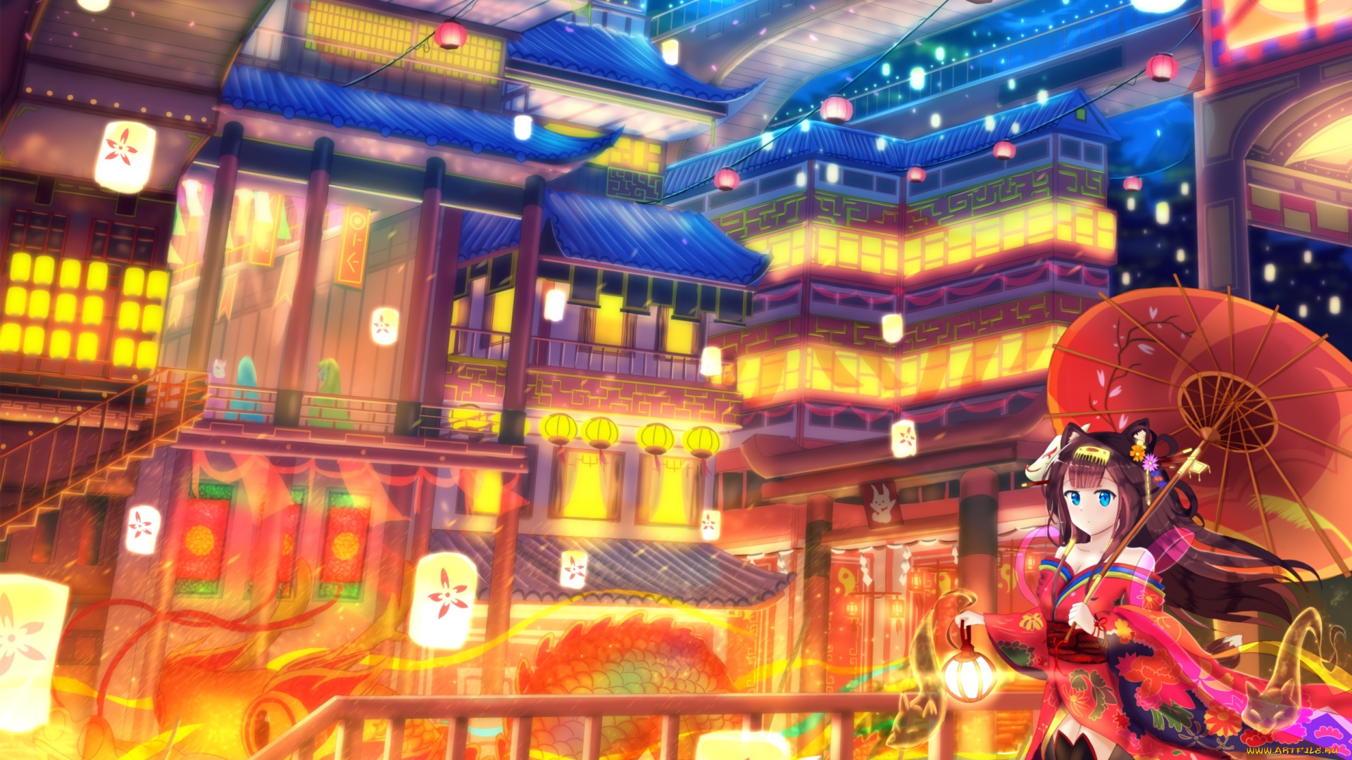 аниме, город, , улицы, , здания, фон, взгляд, девушка