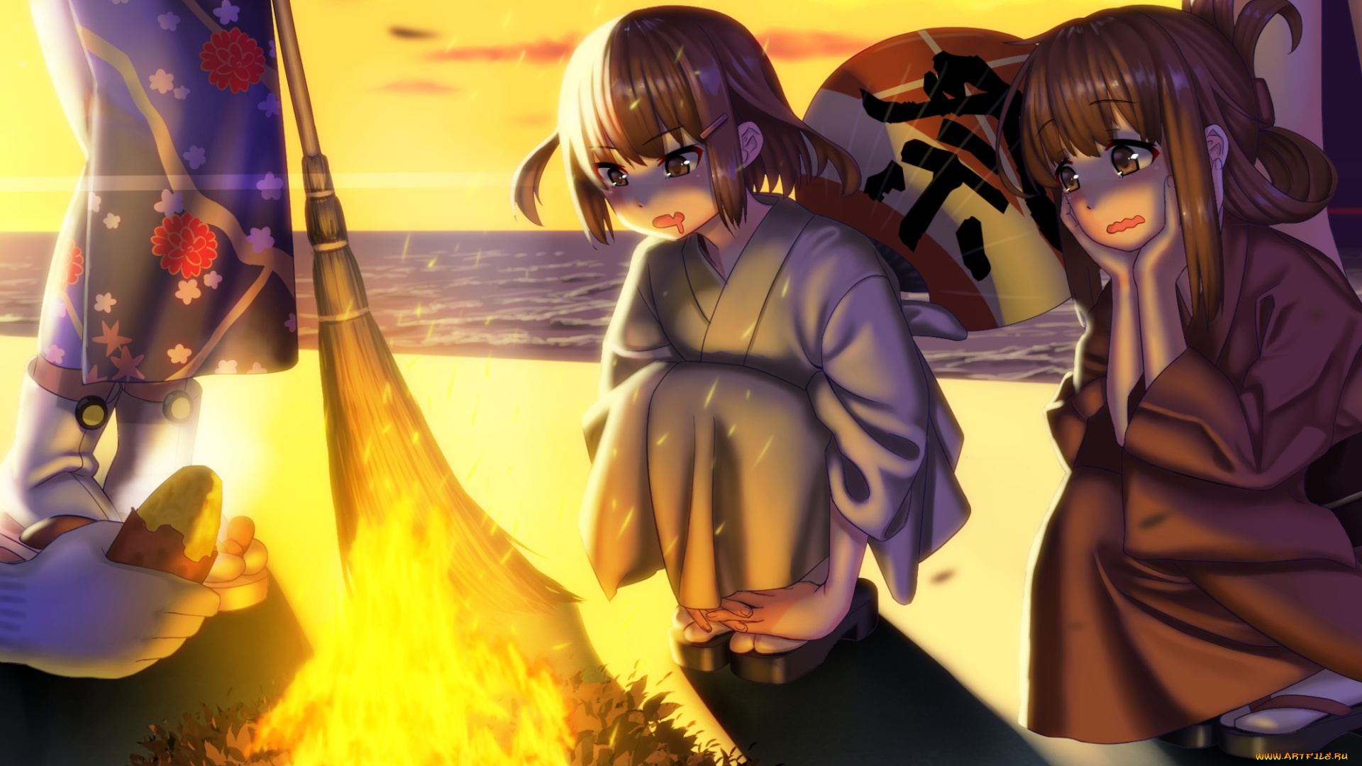 аниме, kantai, collection, фон, девушки, взгляд