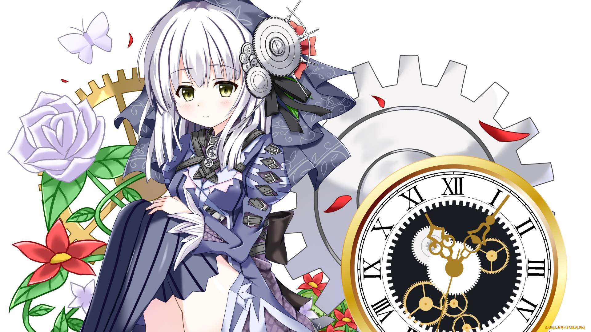 аниме, оружие, , техника, , технологии, девушка, взгляд, фон