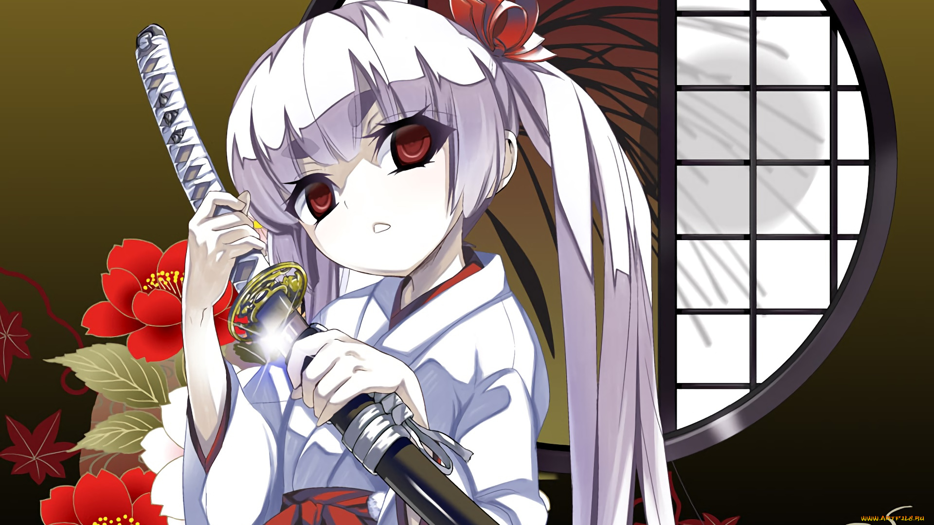 аниме, оружие, , техника, , технологии, девушка, фон, взгляд