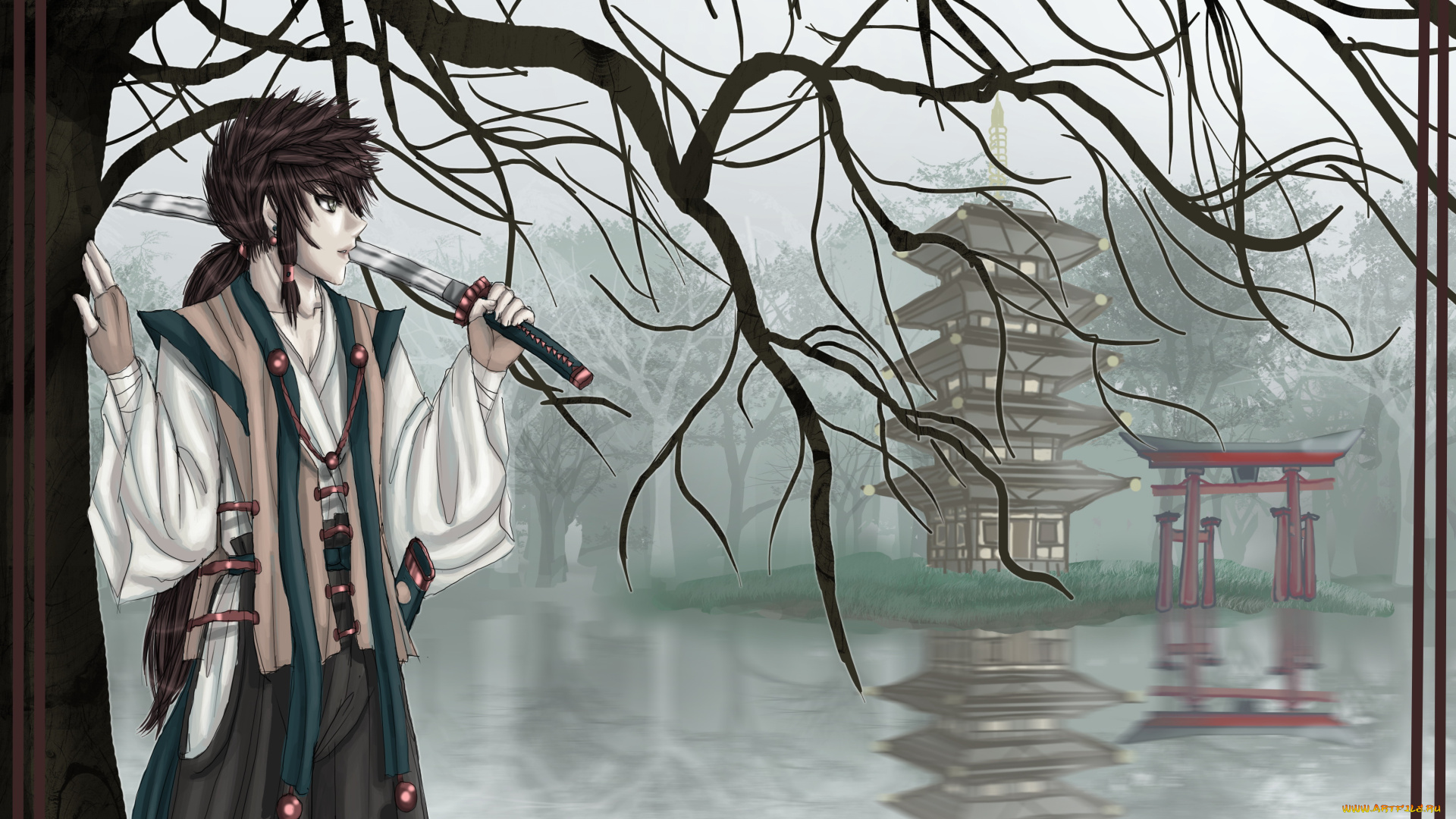 аниме, оружие, , техника, , технологии, дом, меч, фон, мужчина