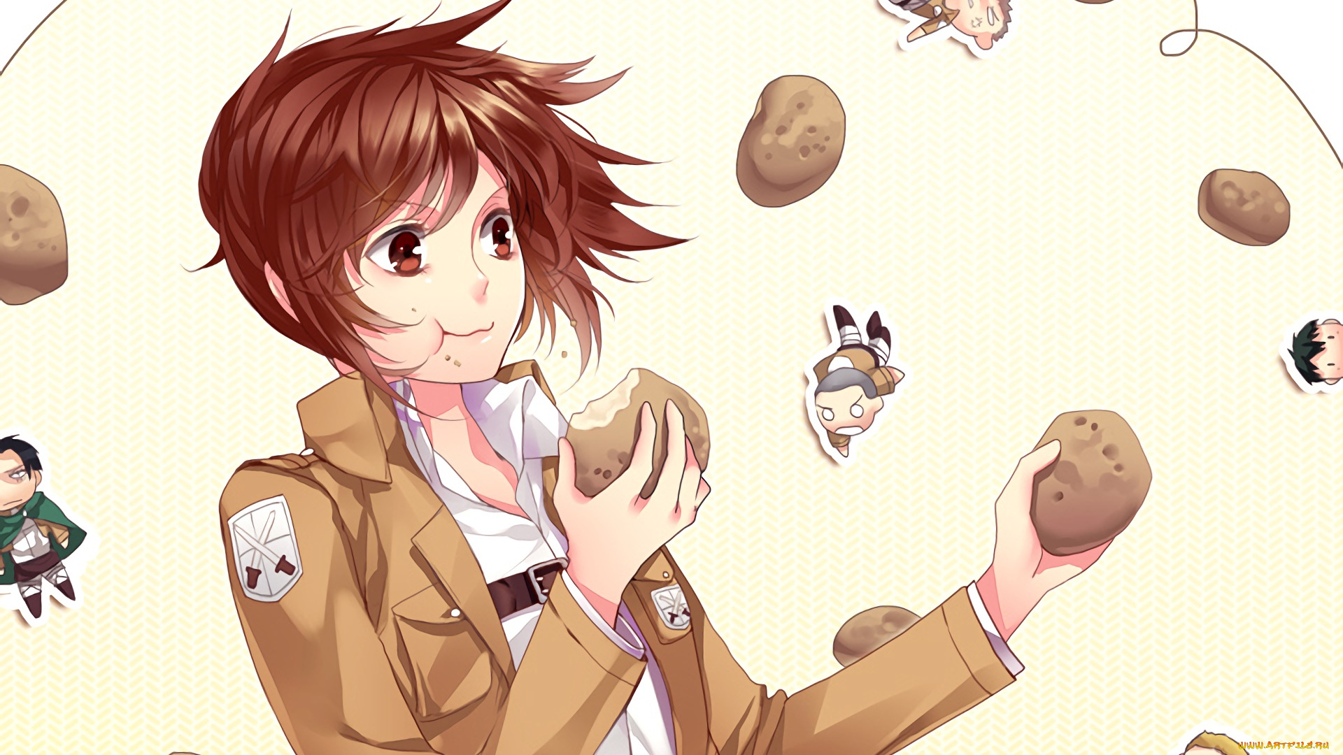 аниме, shingeki, no, kyojin, фон, взгляд, девушка