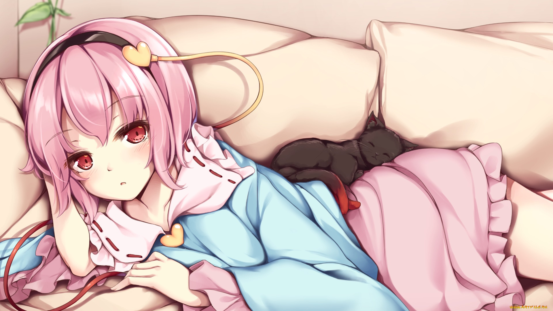 аниме, touhou, девушка, взгляд, фон