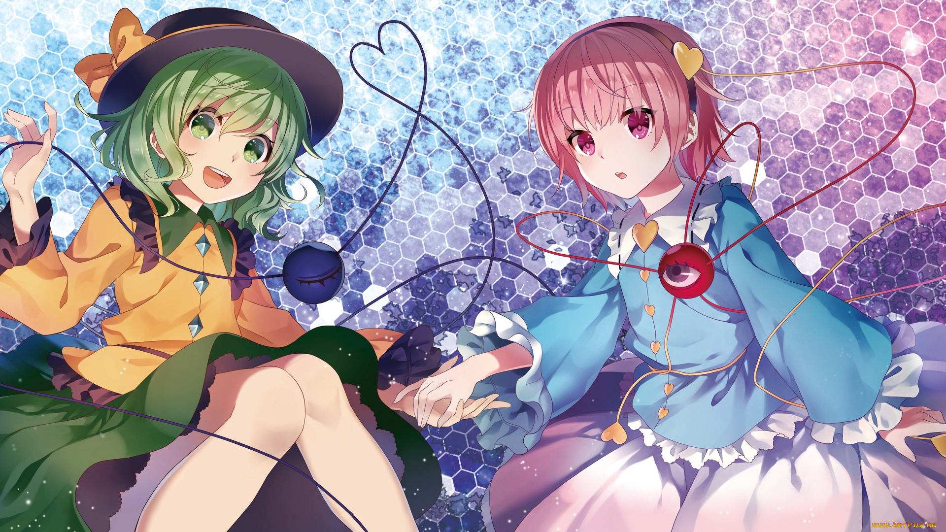 аниме, touhou, фон, взгляд, девушки