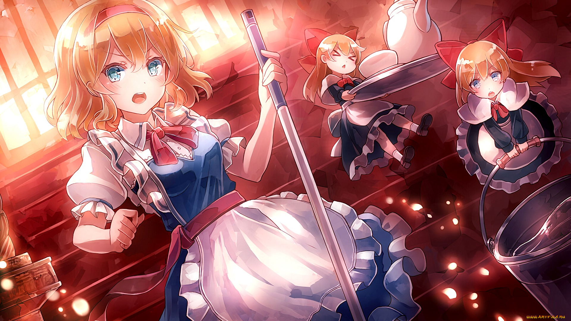 аниме, touhou, взгляд, девушка, фон