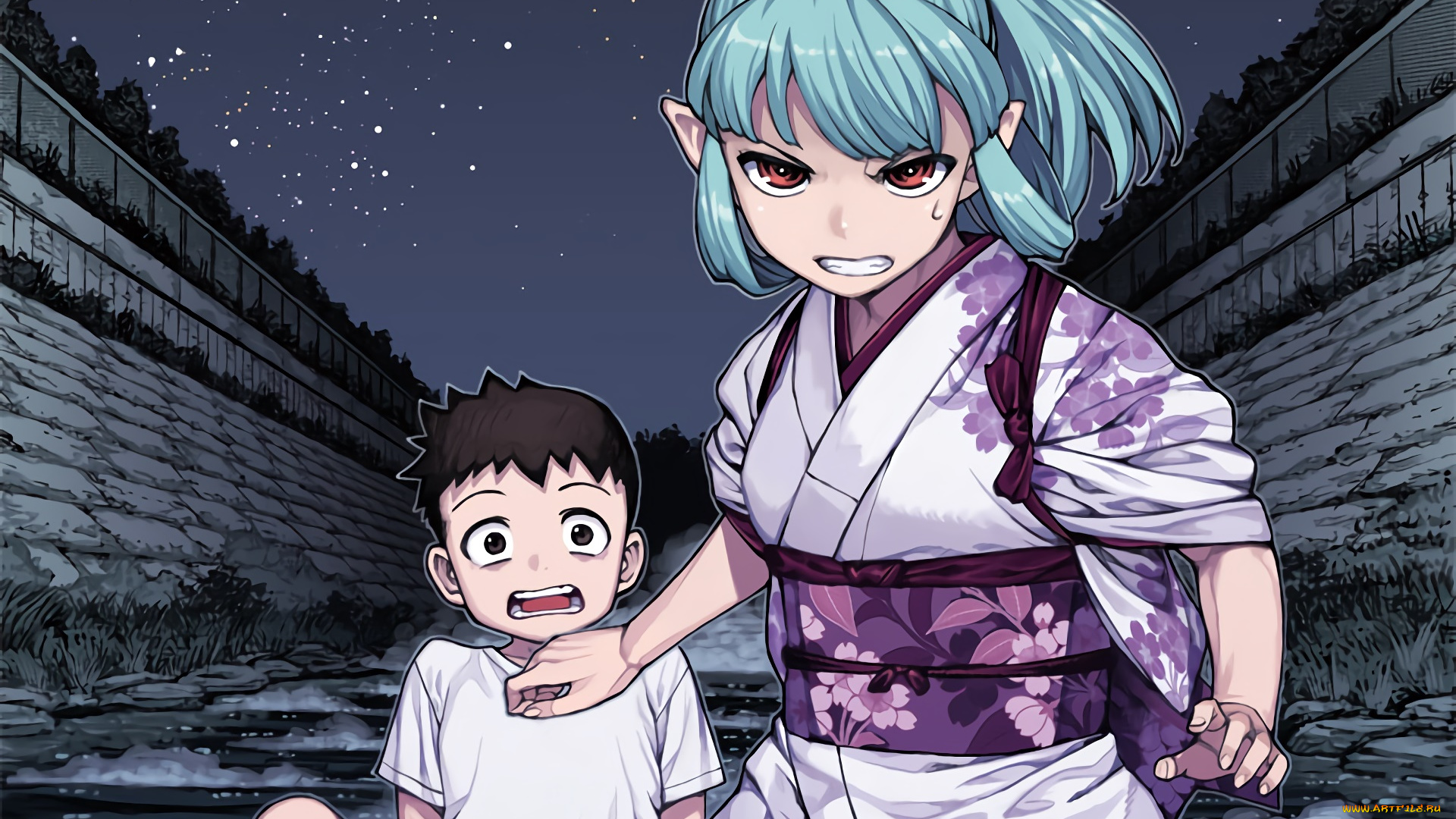 аниме, tsugumomo, девушка, фон, взгляд
