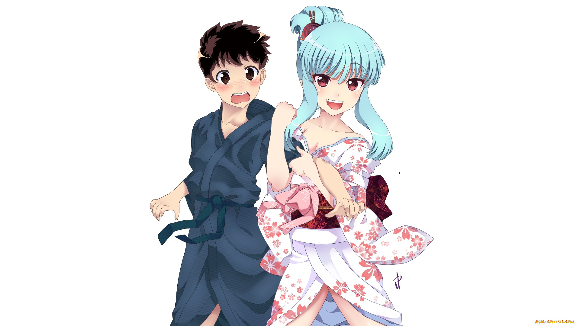 аниме, tsugumomo, взгляд, фон, девушки