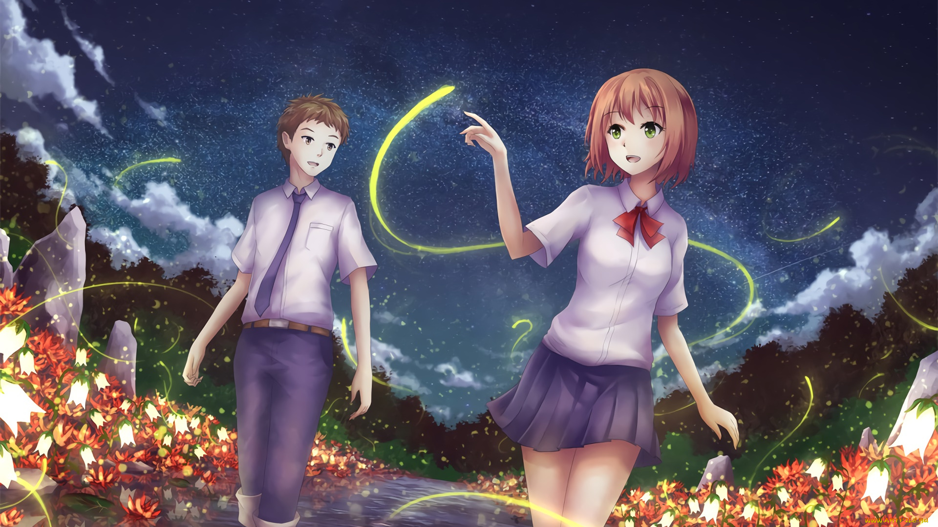 аниме, unknown, , другое, фон, взгляд, девушка